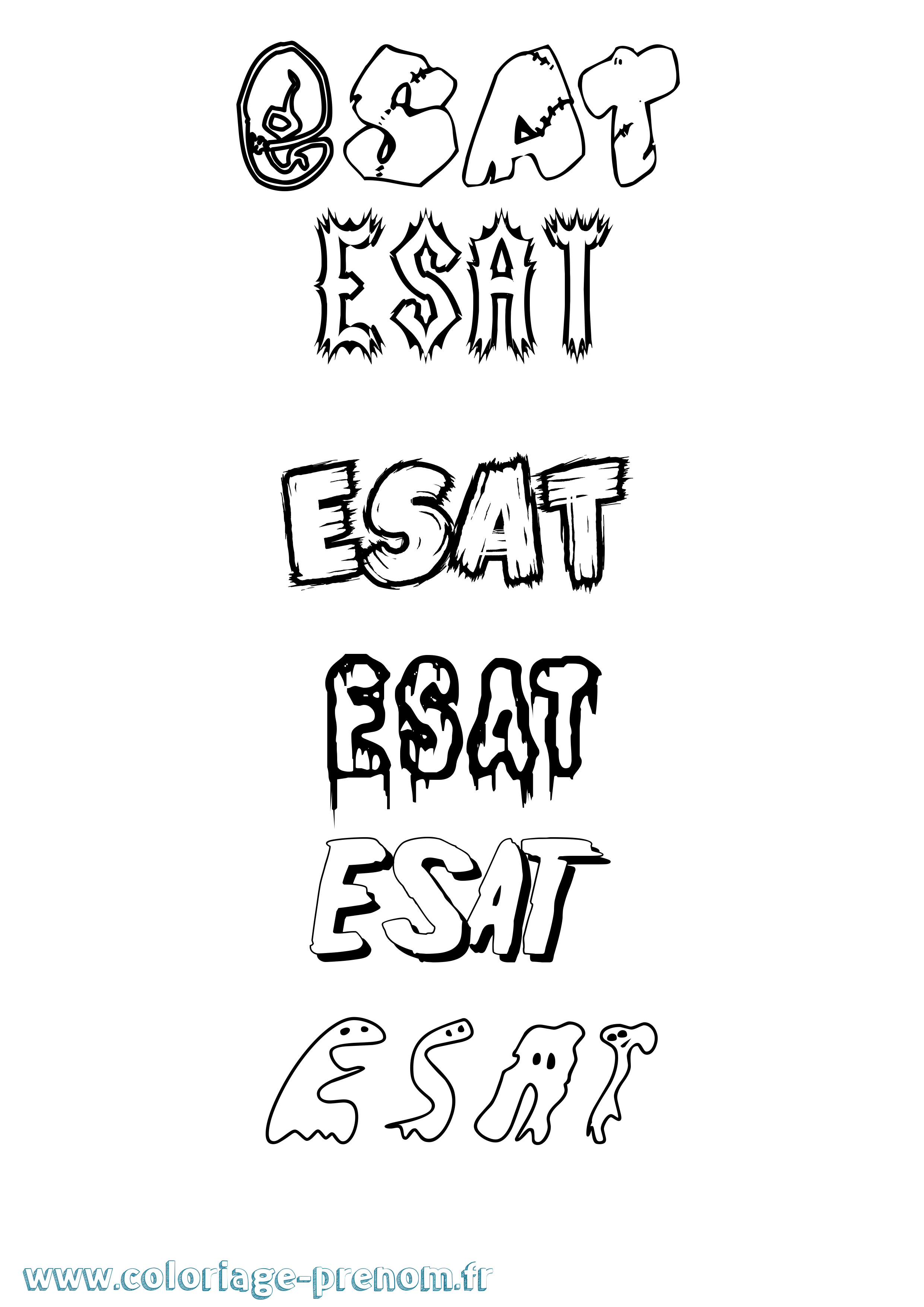 Coloriage Esat Frisson Coloriage prénom Esat Frisson