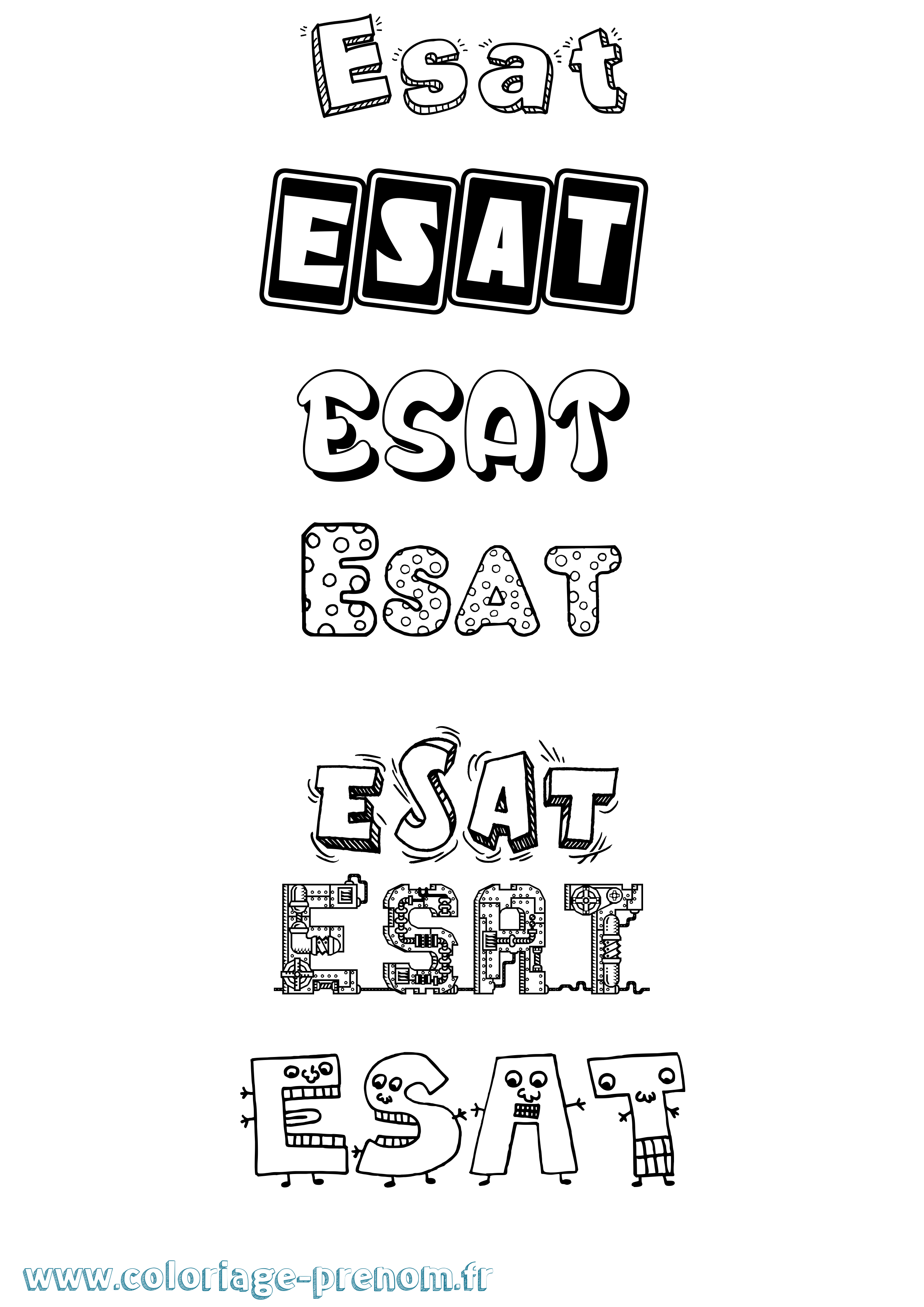 Coloriage Esat Fun Coloriage prénom Esat Fun