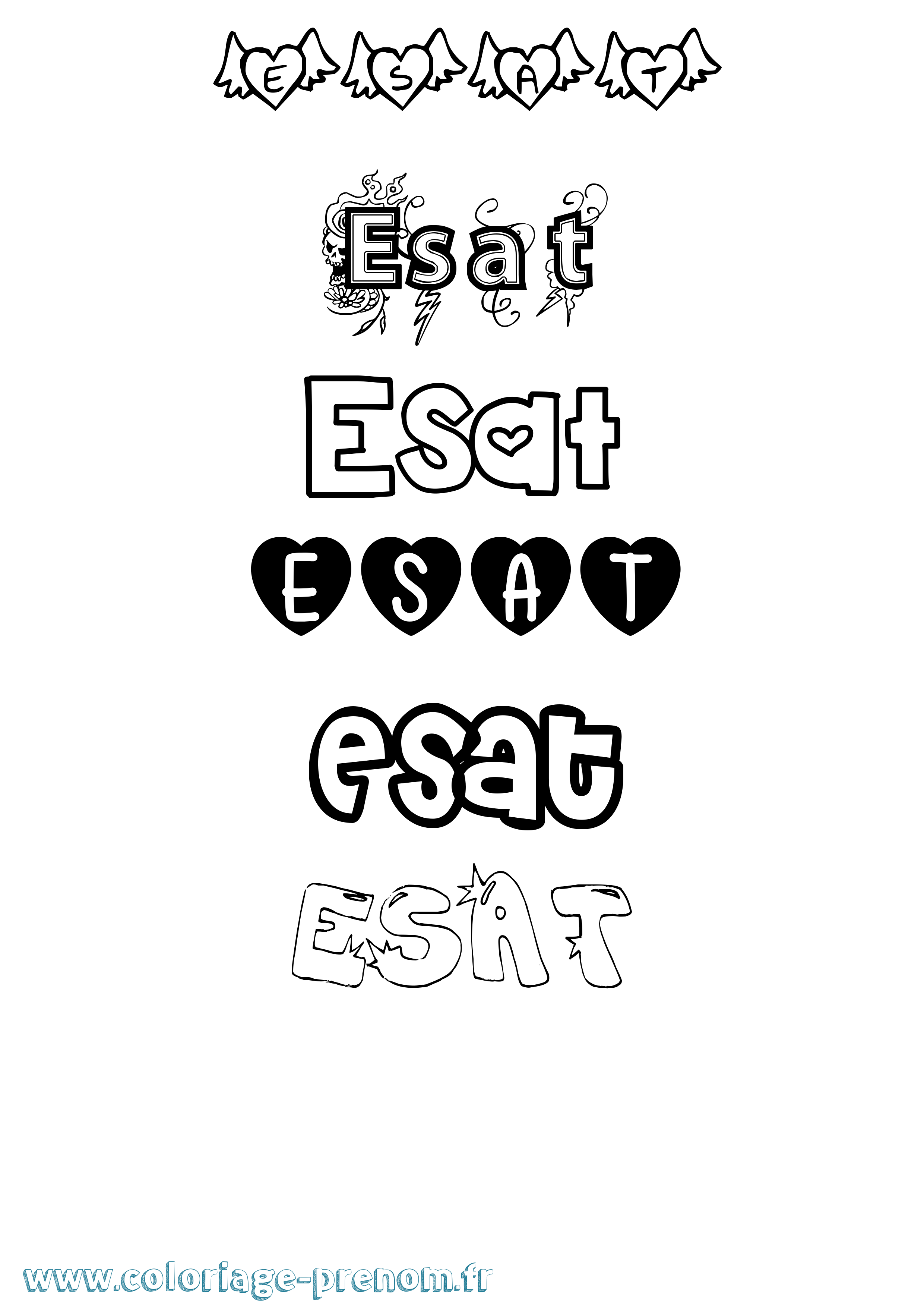 Coloriage Esat Girly Coloriage prénom Esat Girly