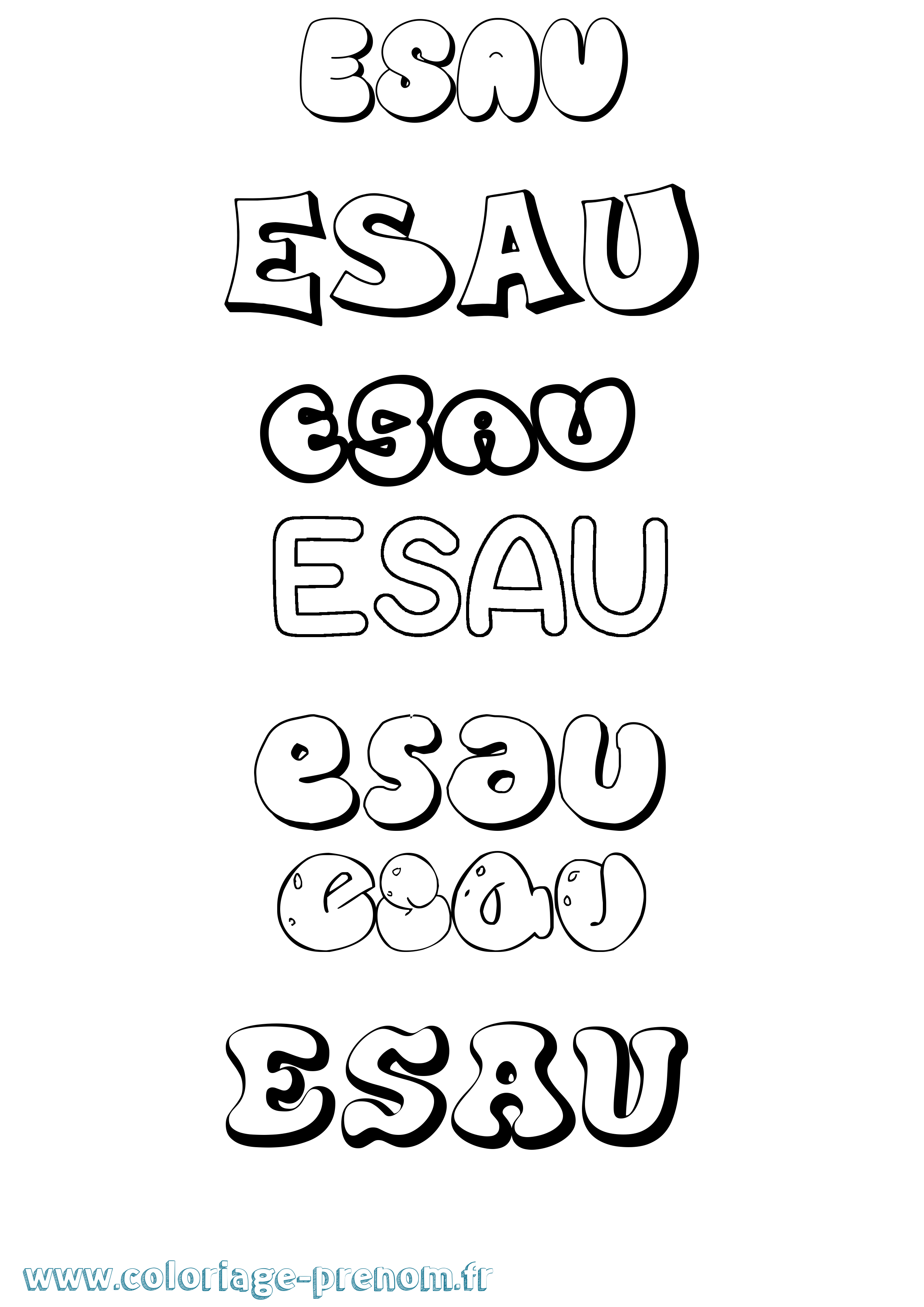 Coloriage Esau Bubble Coloriage prénom Esau Bubble