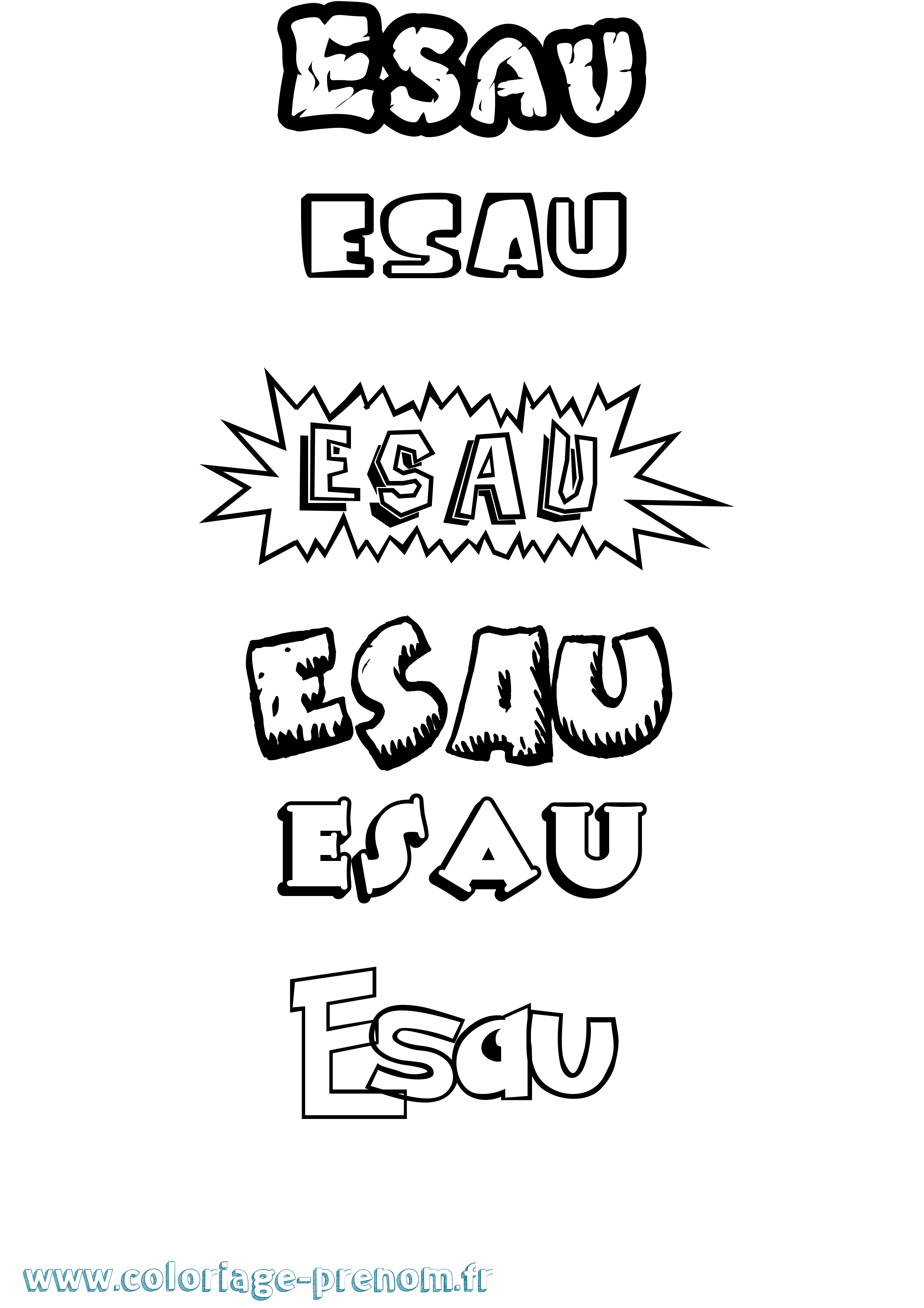 Coloriage Esau Dessin Animé Coloriage prénom Esau Dessin Animé