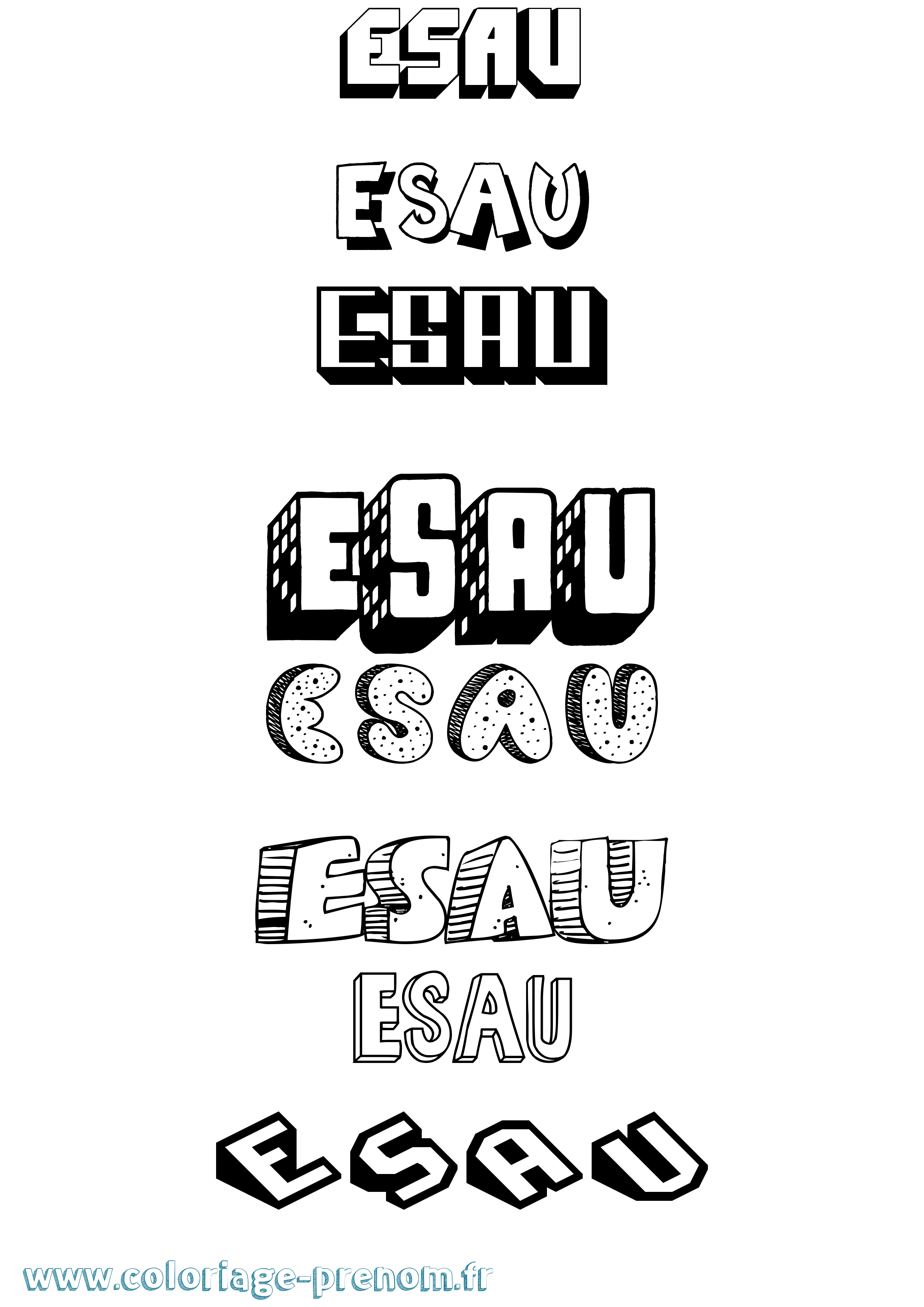 Coloriage Esau Effet 3D Coloriage prénom Esau Effet 3D