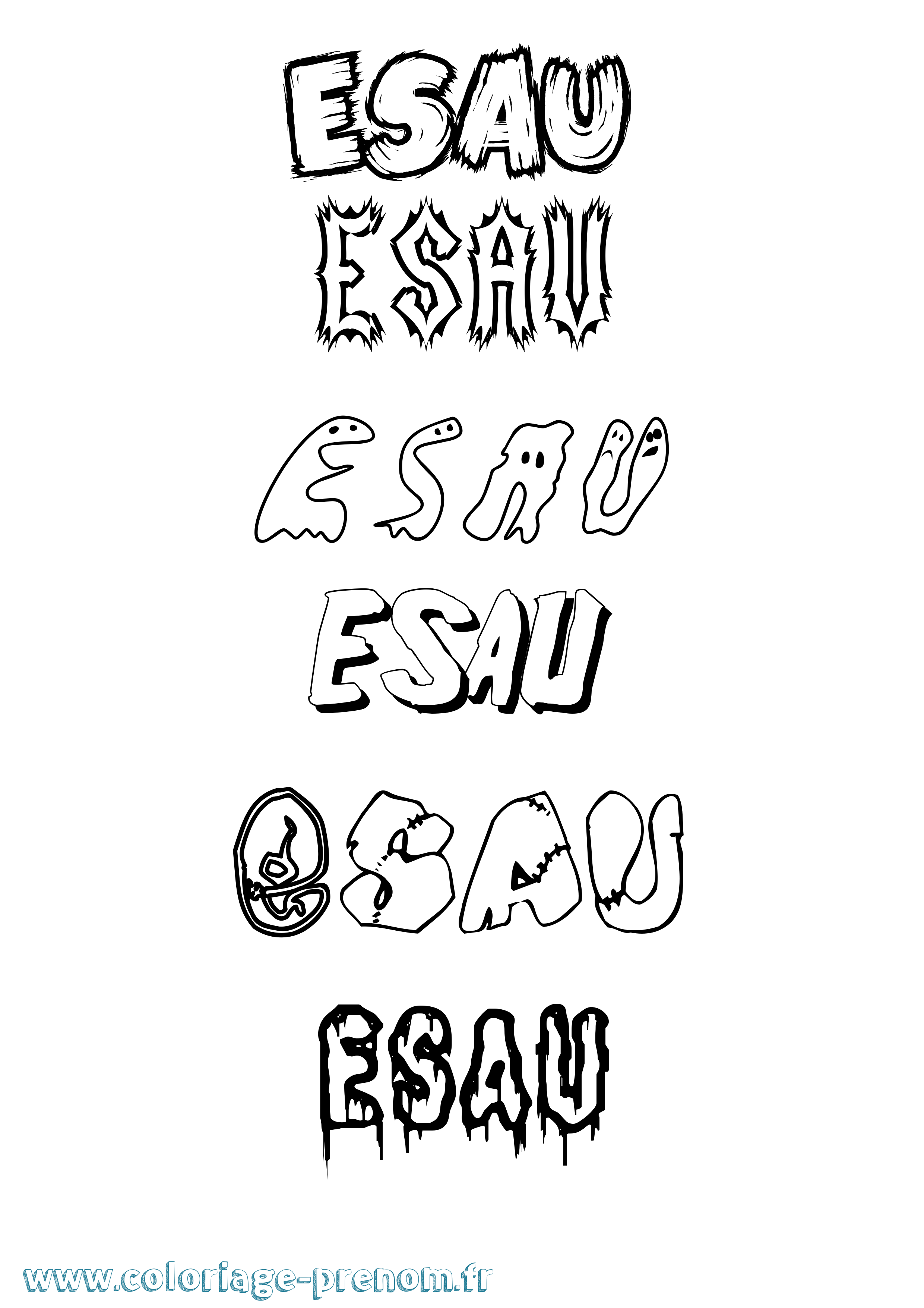 Coloriage Esau Frisson Coloriage prénom Esau Frisson