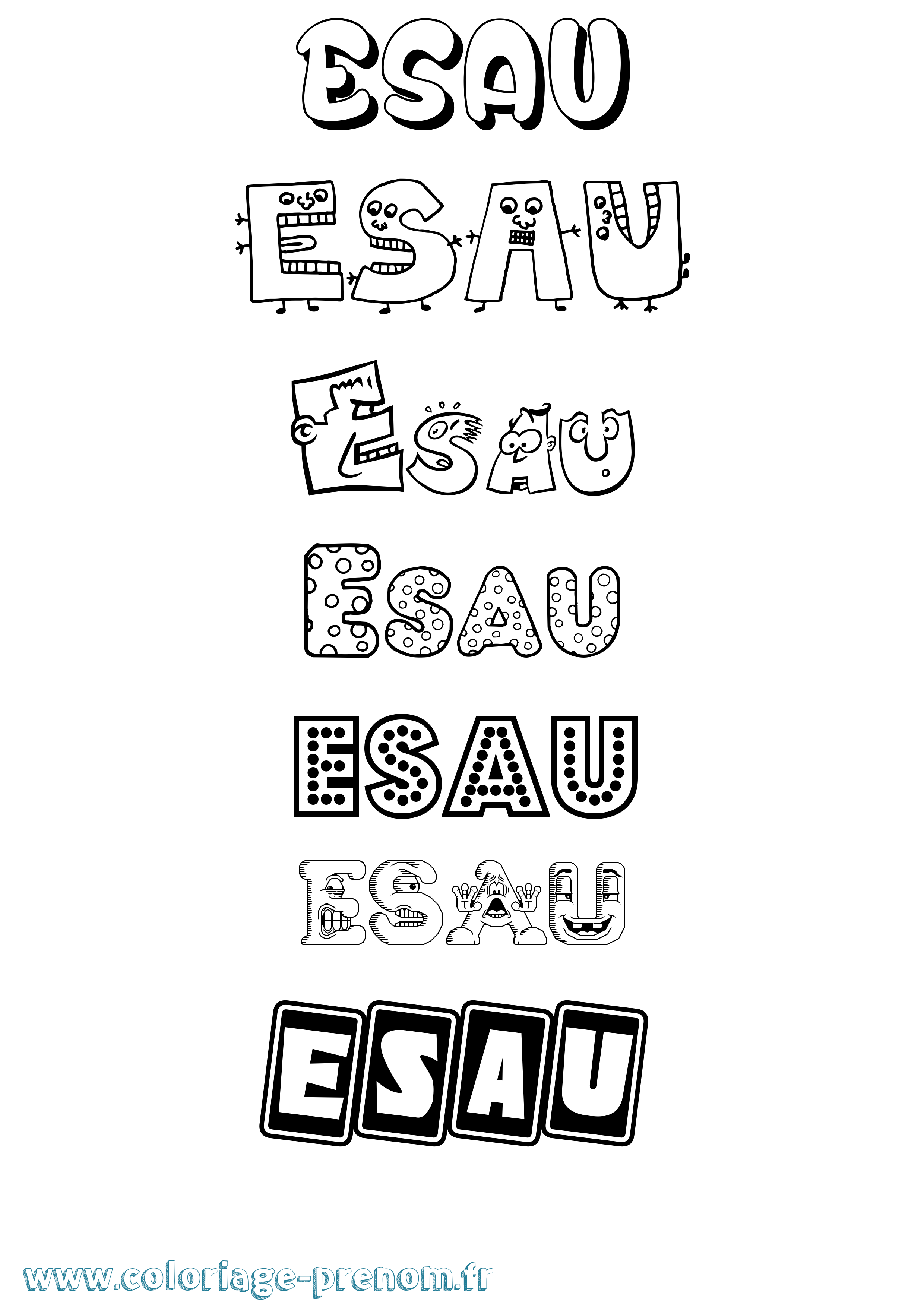 Coloriage Esau Fun Coloriage prénom Esau Fun