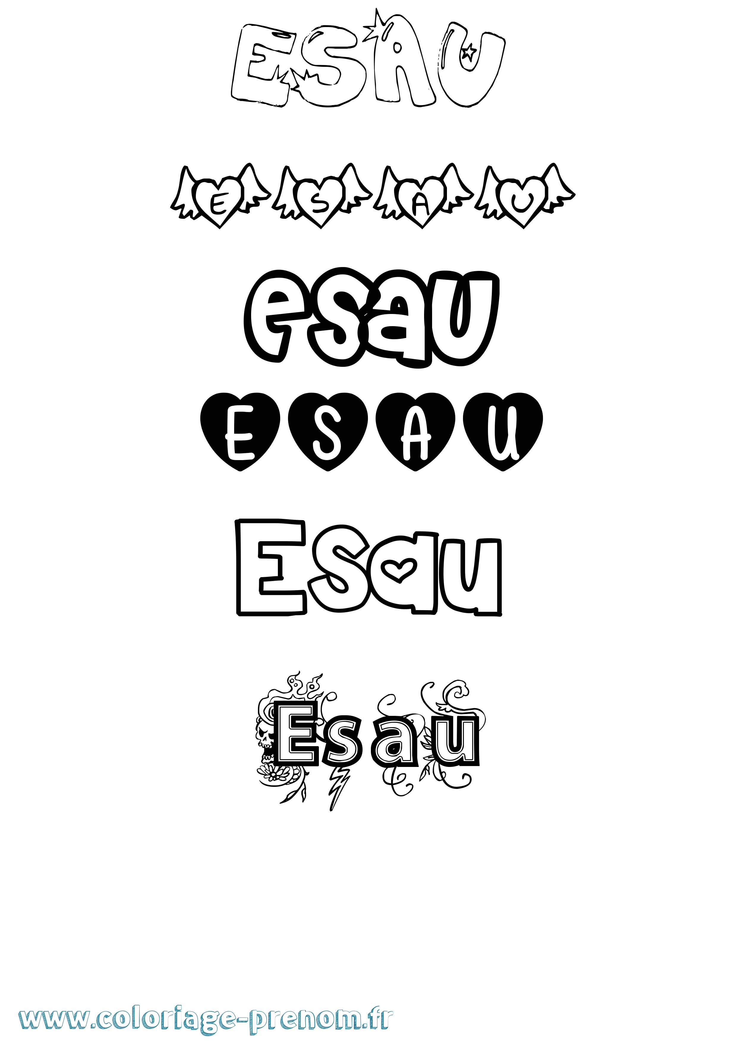 Coloriage Esau Girly Coloriage prénom Esau Girly