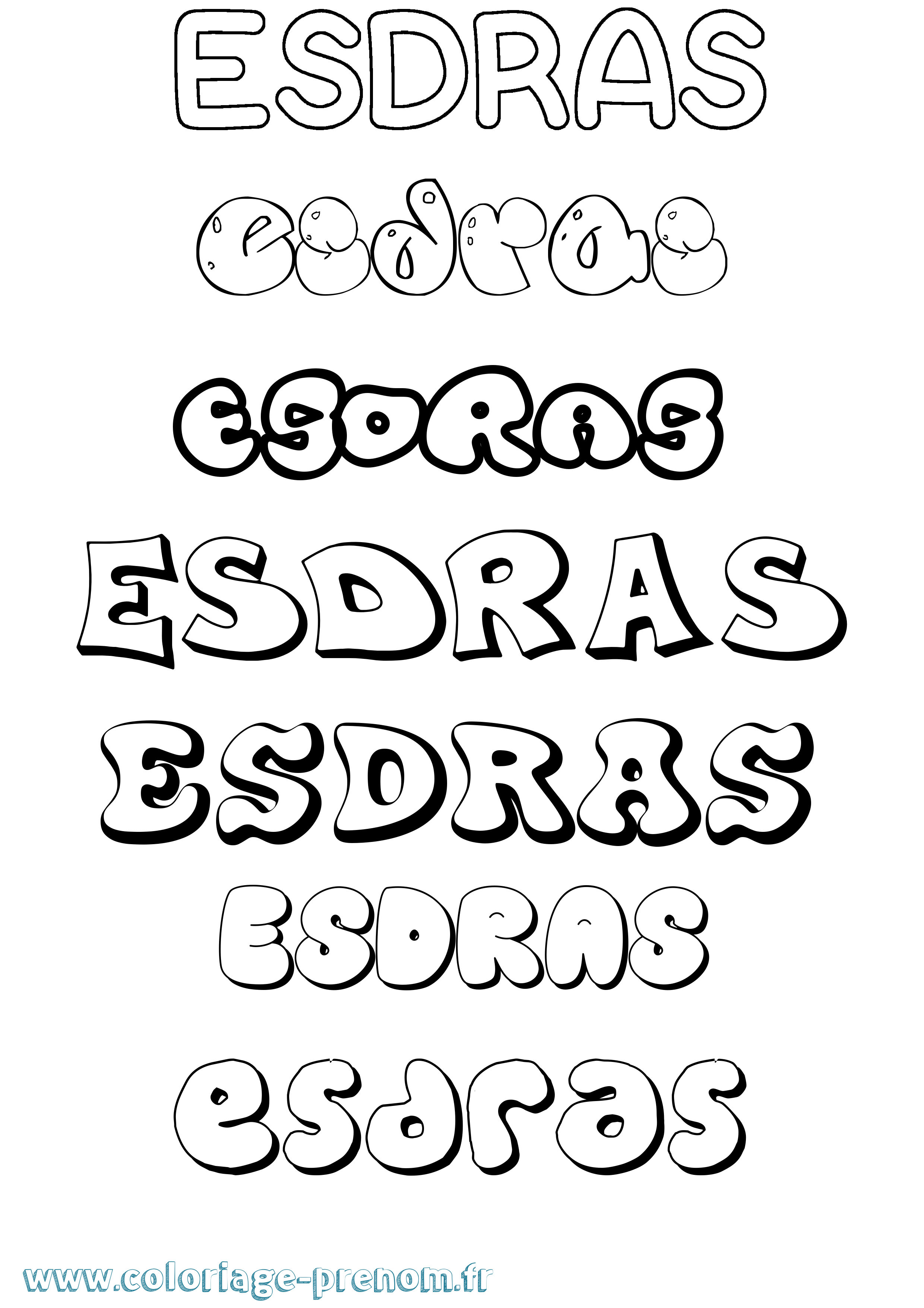 Coloriage Esdras Bubble Coloriage prénom Esdras Bubble