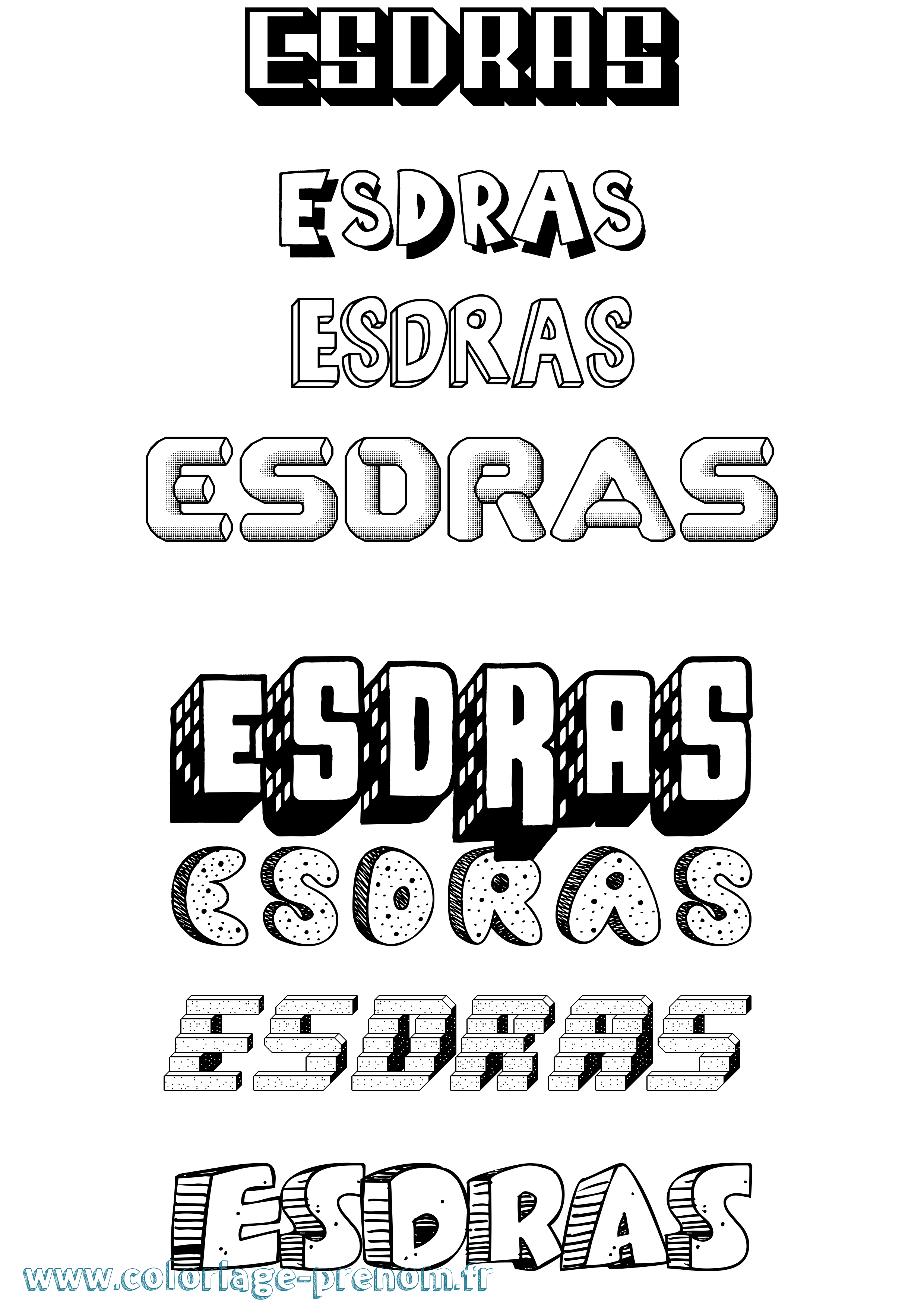 Coloriage Esdras Effet 3D Coloriage prénom Esdras Effet 3D