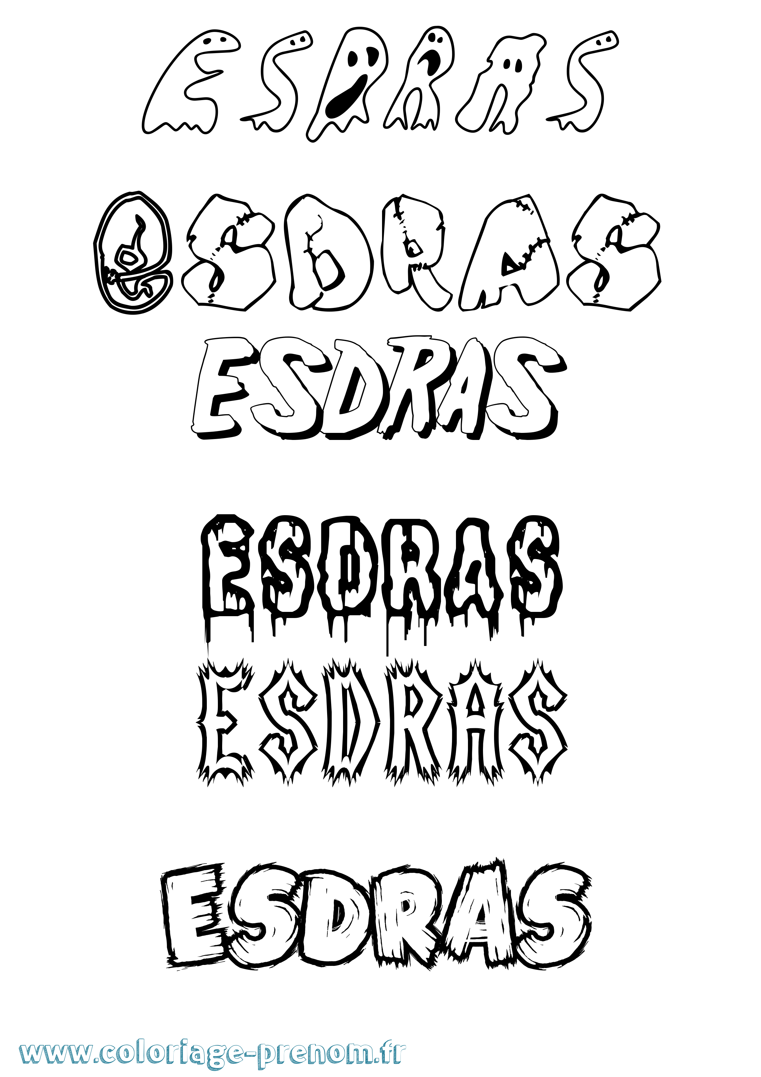 Coloriage Esdras Frisson Coloriage prénom Esdras Frisson