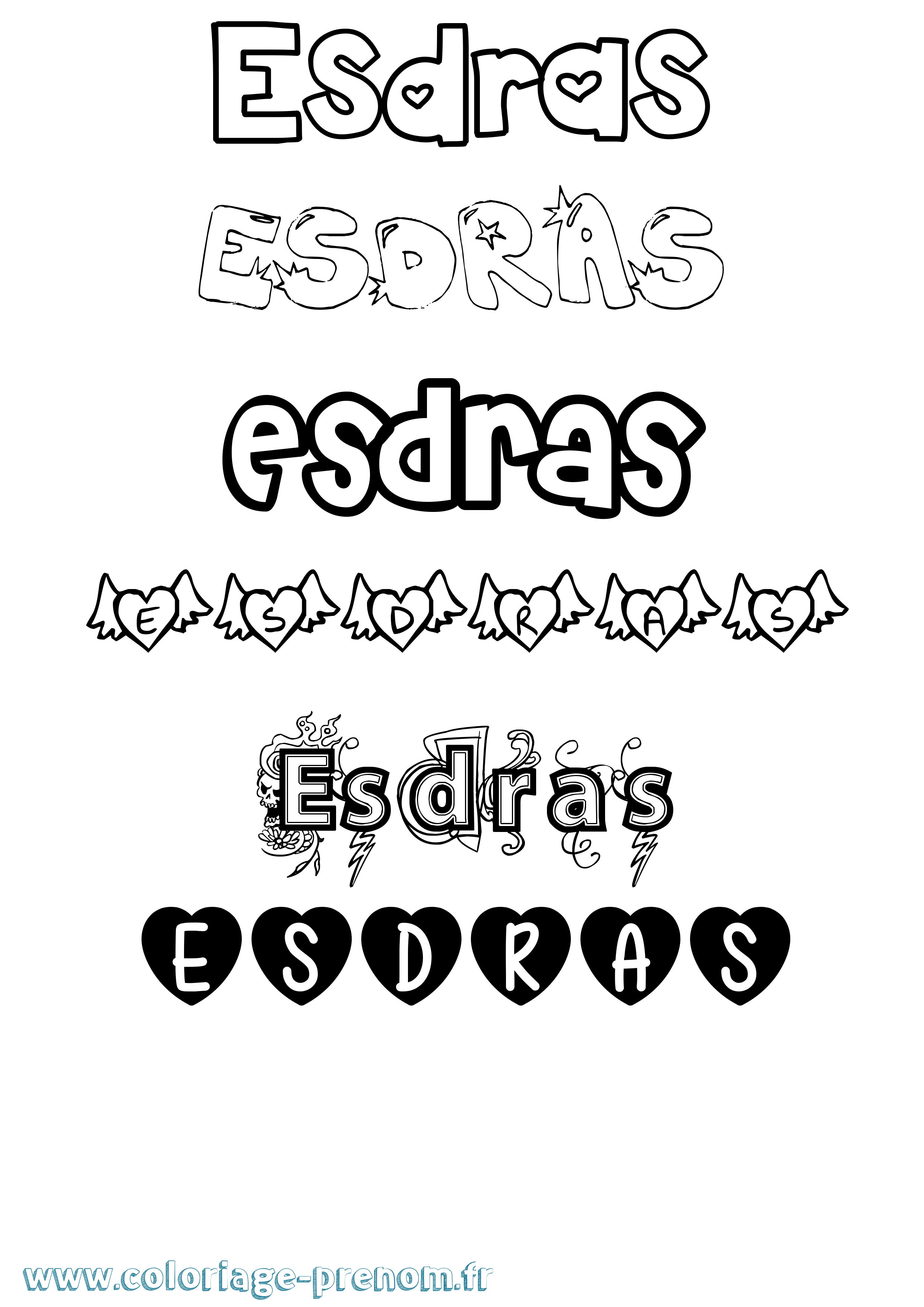 Coloriage Esdras Girly Coloriage prénom Esdras Girly