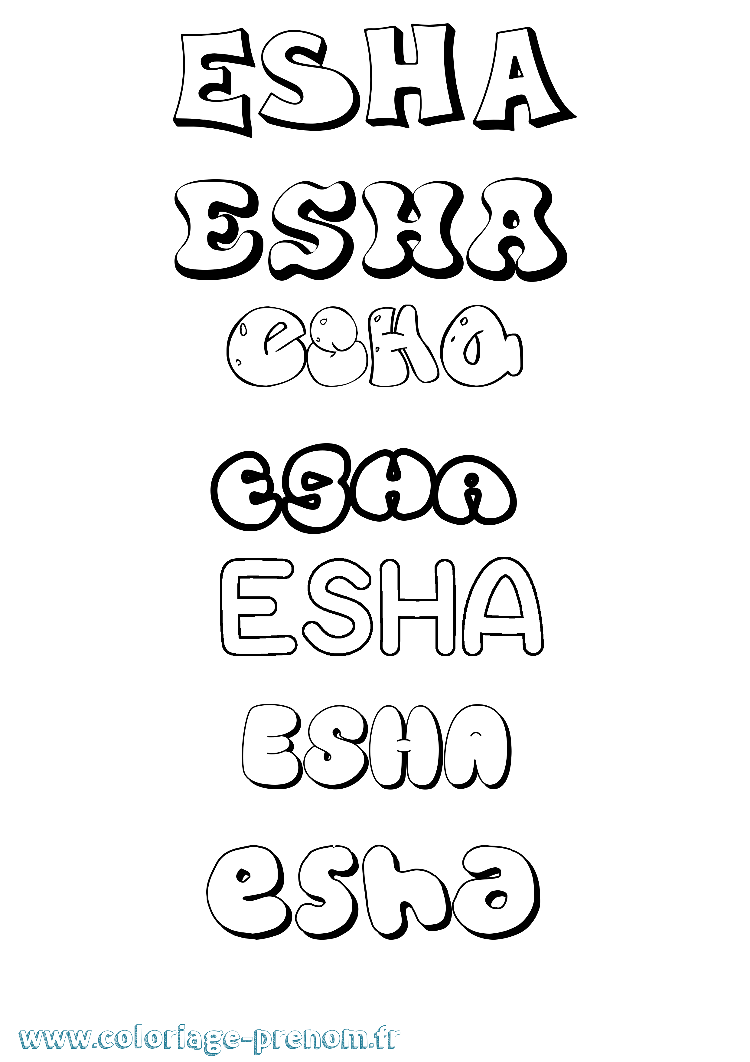 Coloriage Esha Bubble Coloriage prénom Esha Bubble