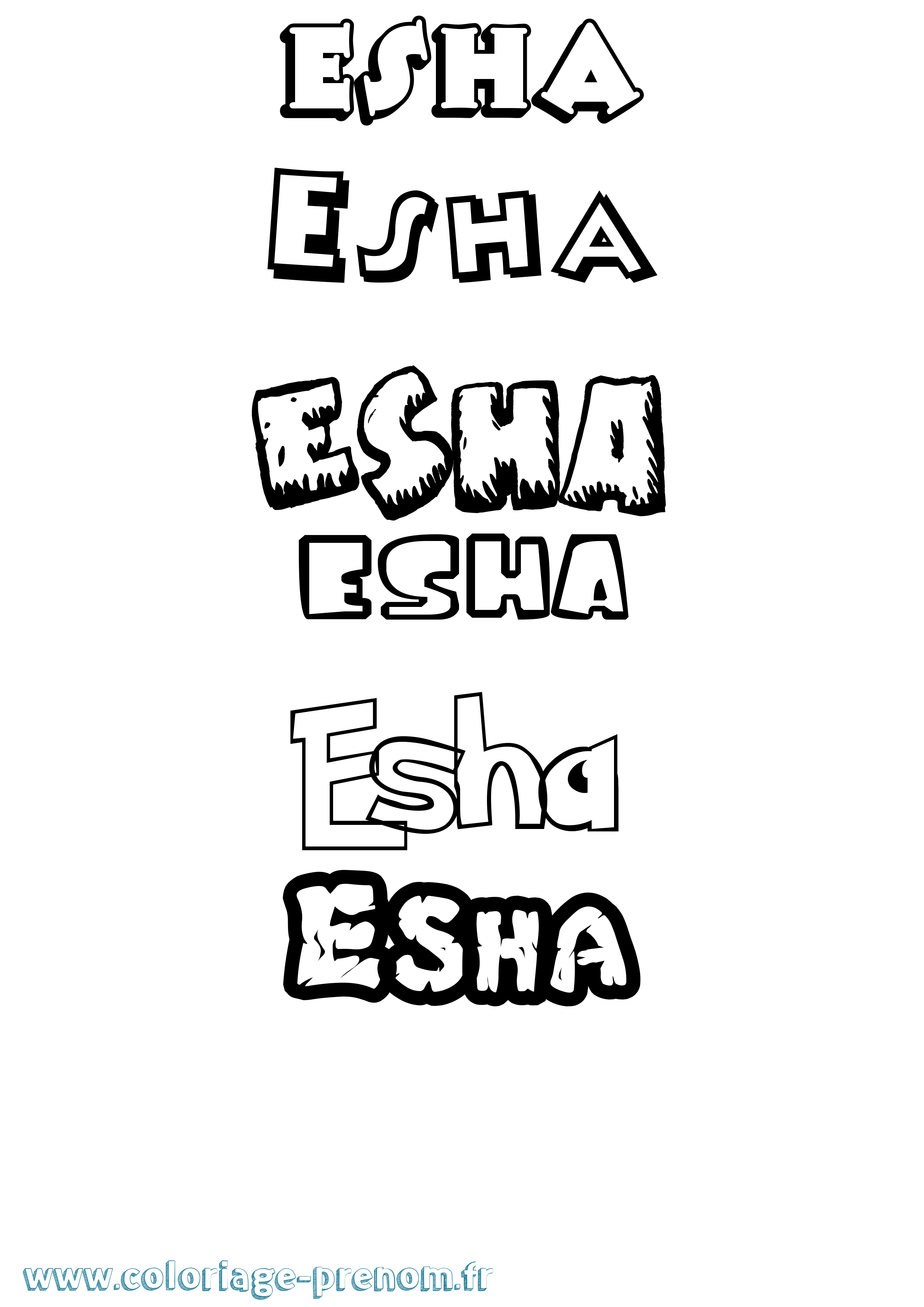 Coloriage Esha Dessin Animé Coloriage prénom Esha Dessin Animé