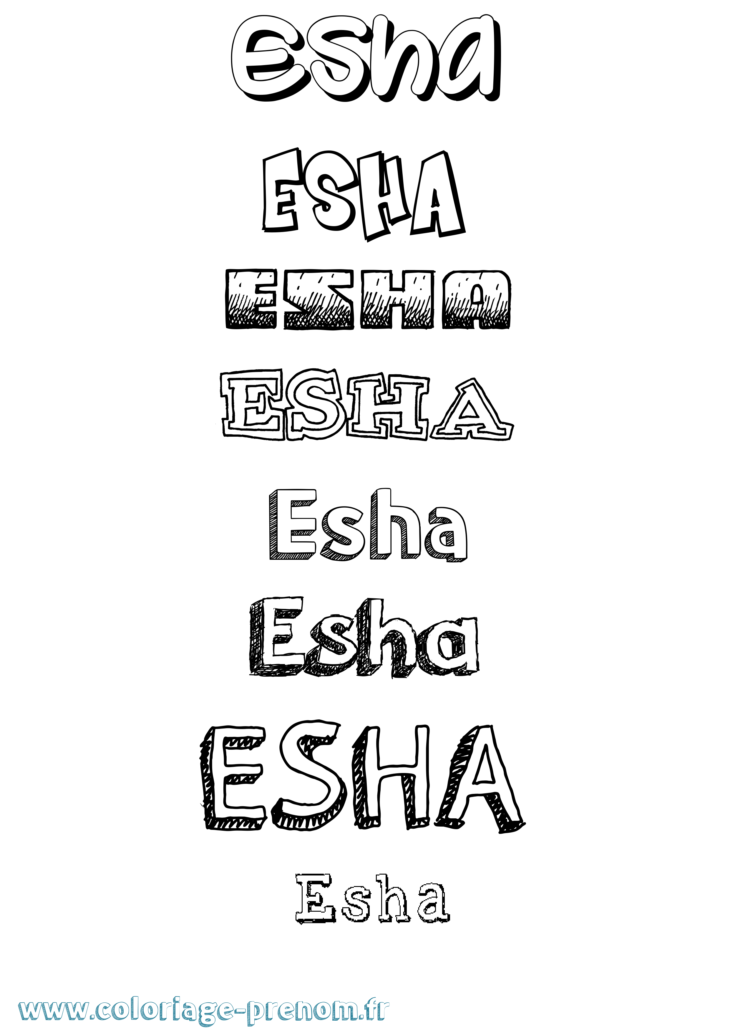 Coloriage Esha Dessiné Coloriage prénom Esha Dessiné