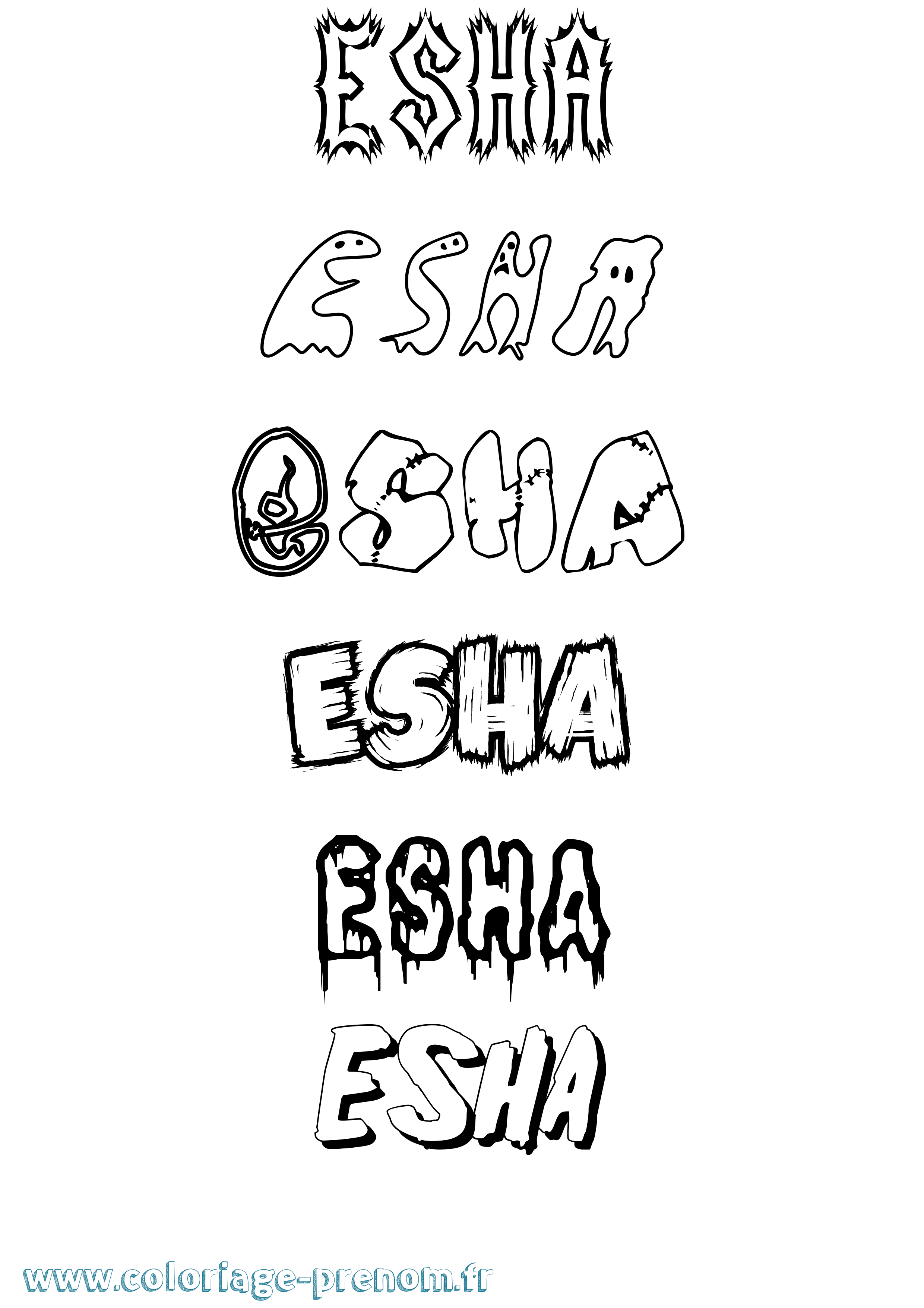 Coloriage Esha Frisson Coloriage prénom Esha Frisson