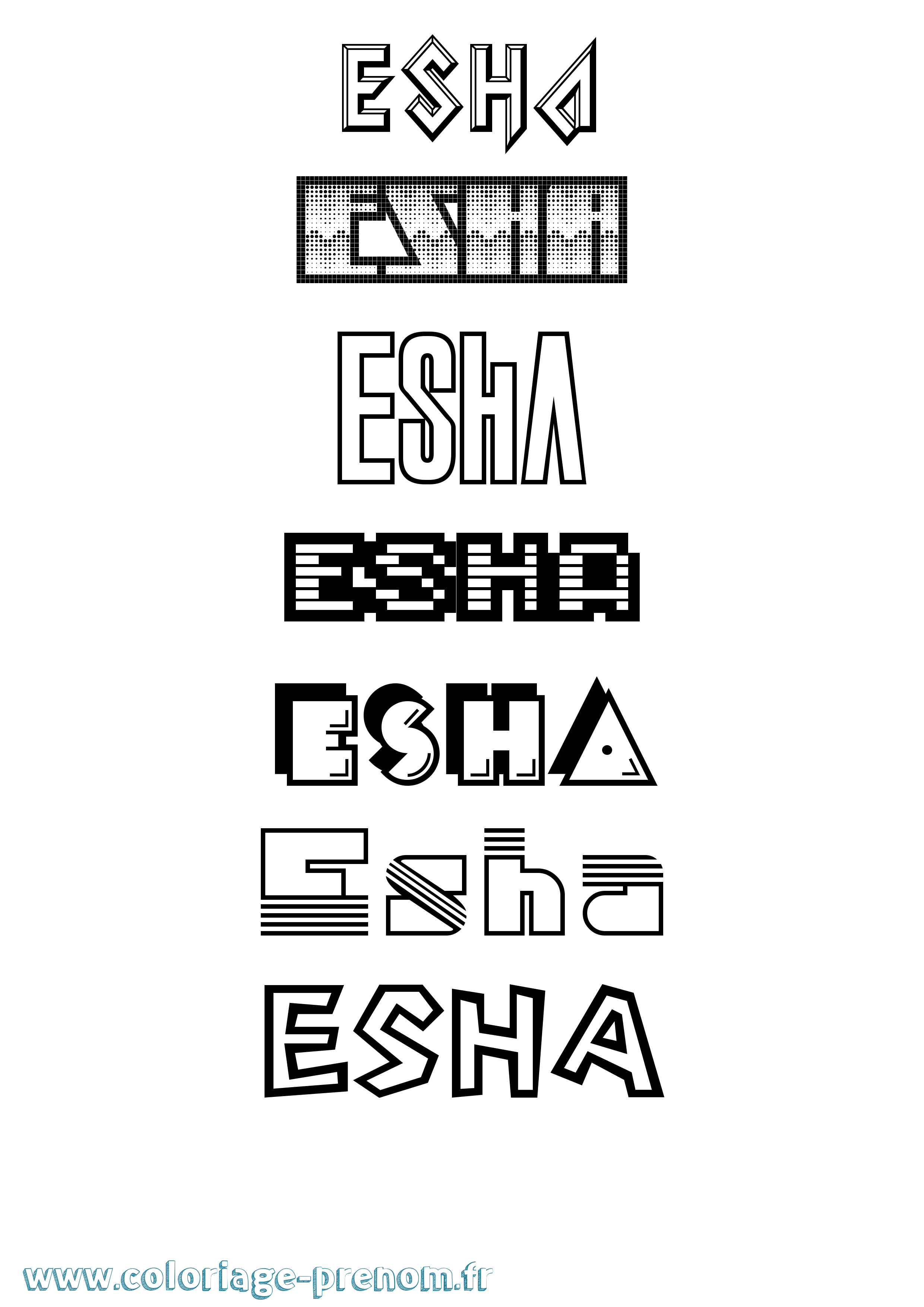 Coloriage Esha Jeux Vidéos Coloriage prénom Esha Jeux Vidéos