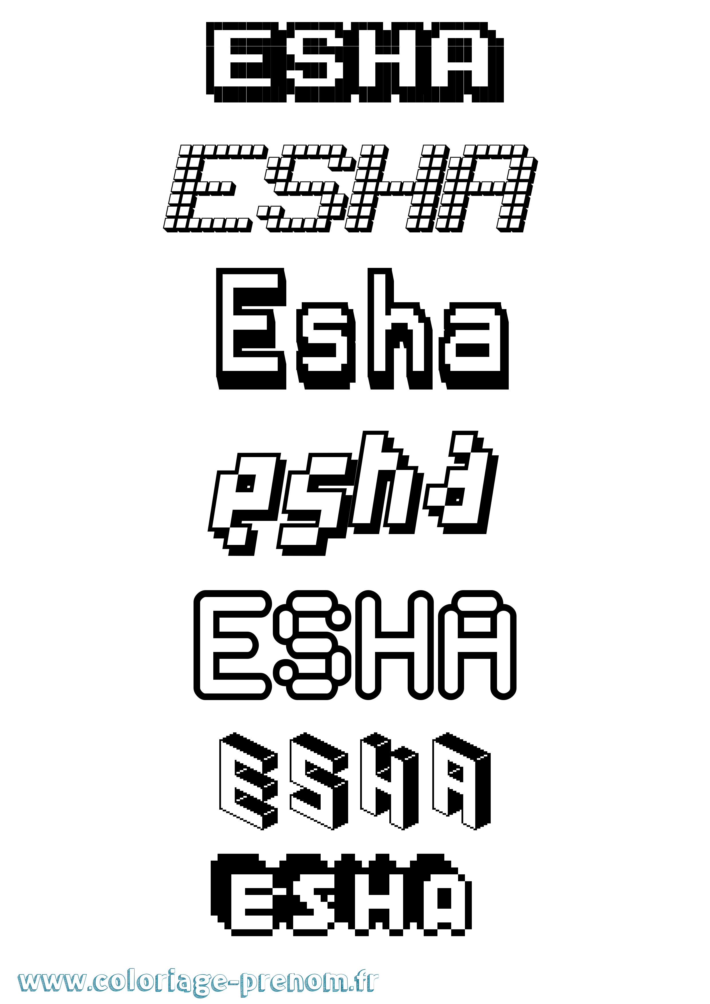 Coloriage Esha Pixel Coloriage prénom Esha Pixel