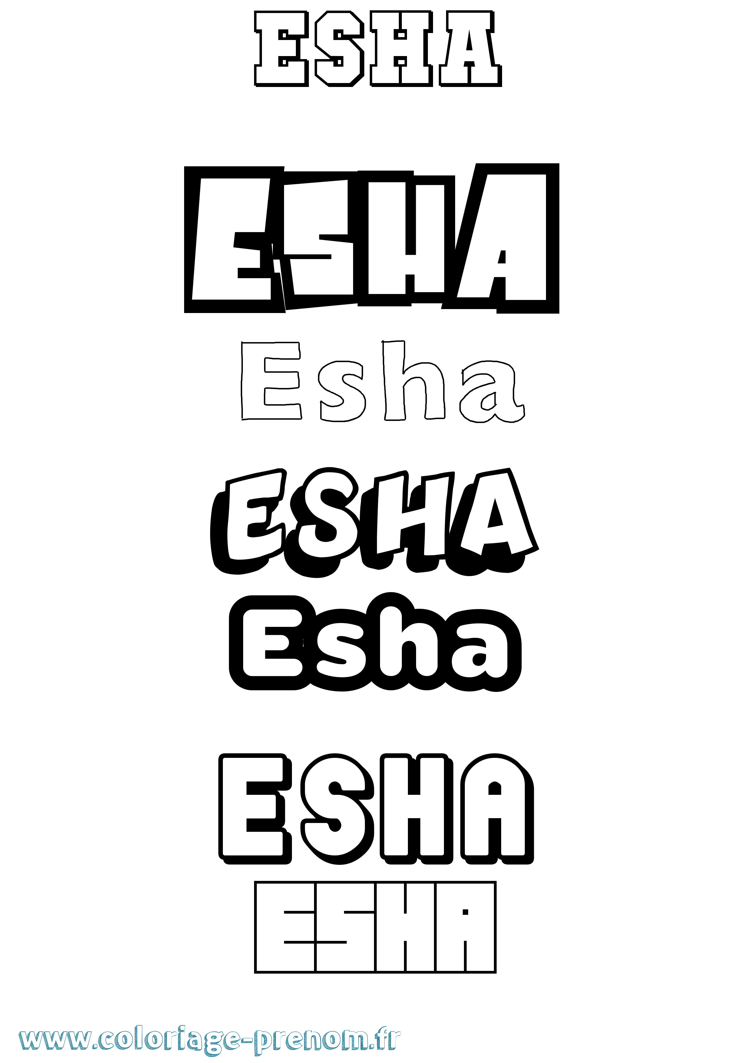 Coloriage Esha Simple Coloriage prénom Esha Simple