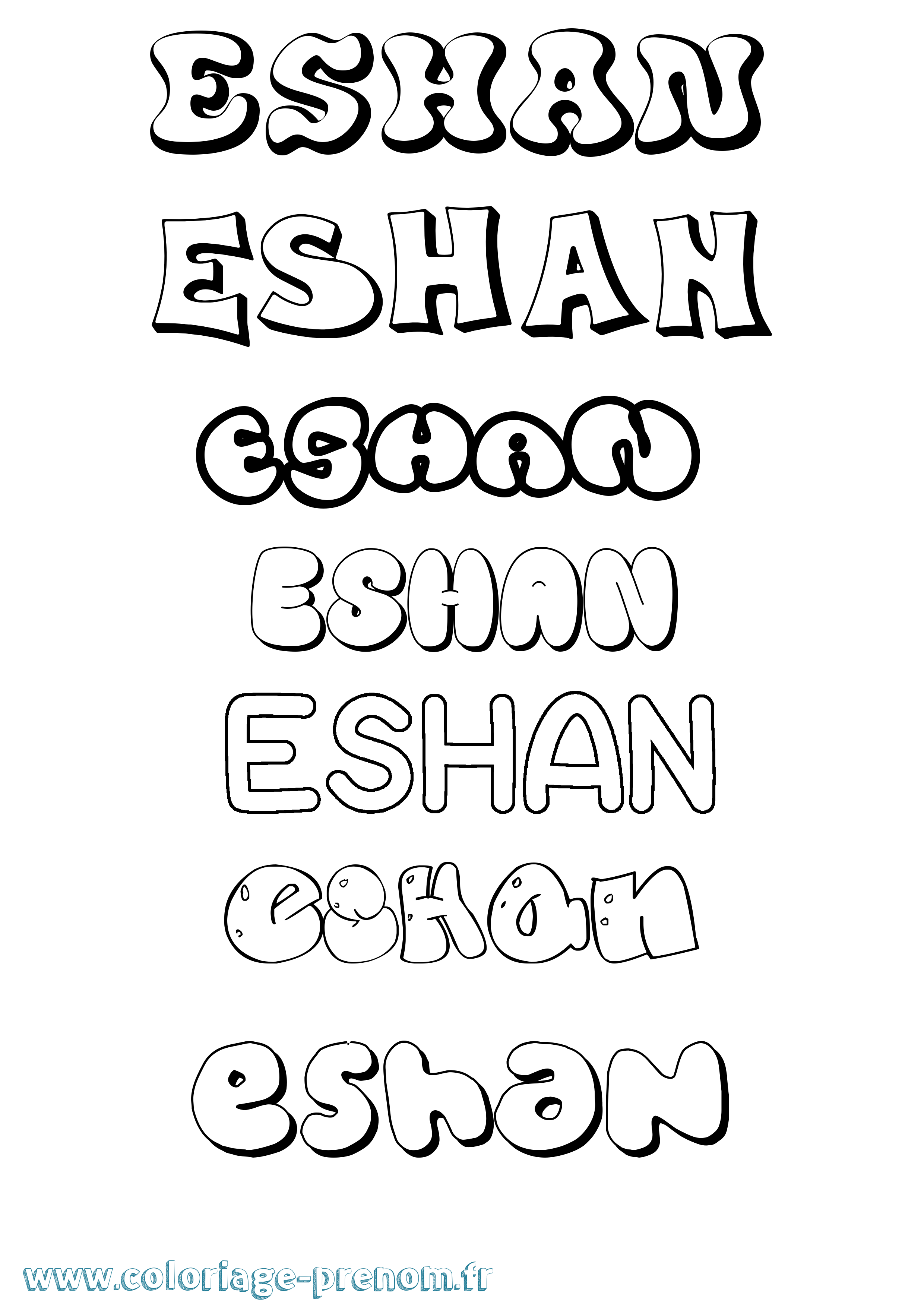 Coloriage Eshan Bubble Coloriage prénom Eshan Bubble