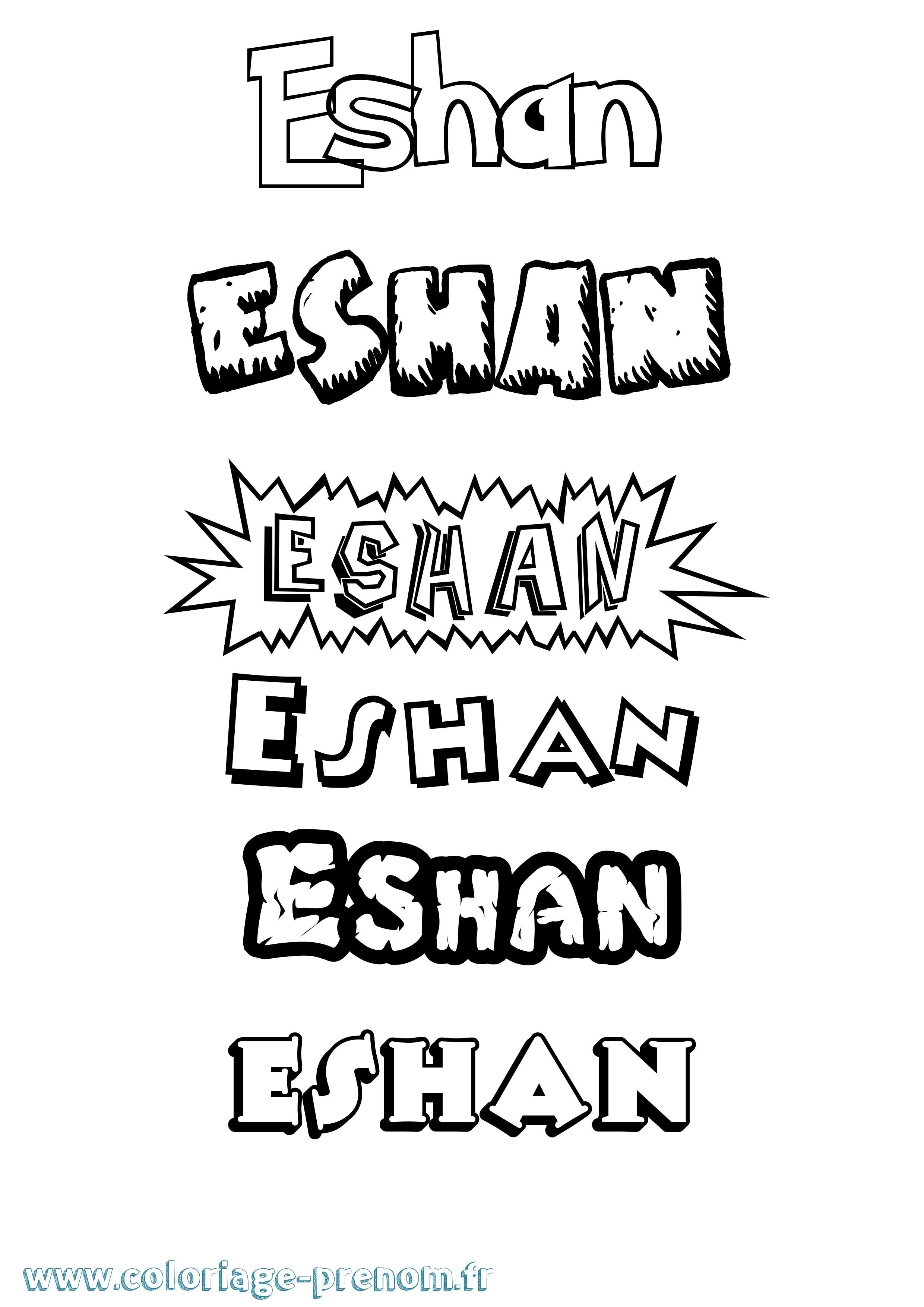 Coloriage Eshan Dessin Animé Coloriage prénom Eshan Dessin Animé