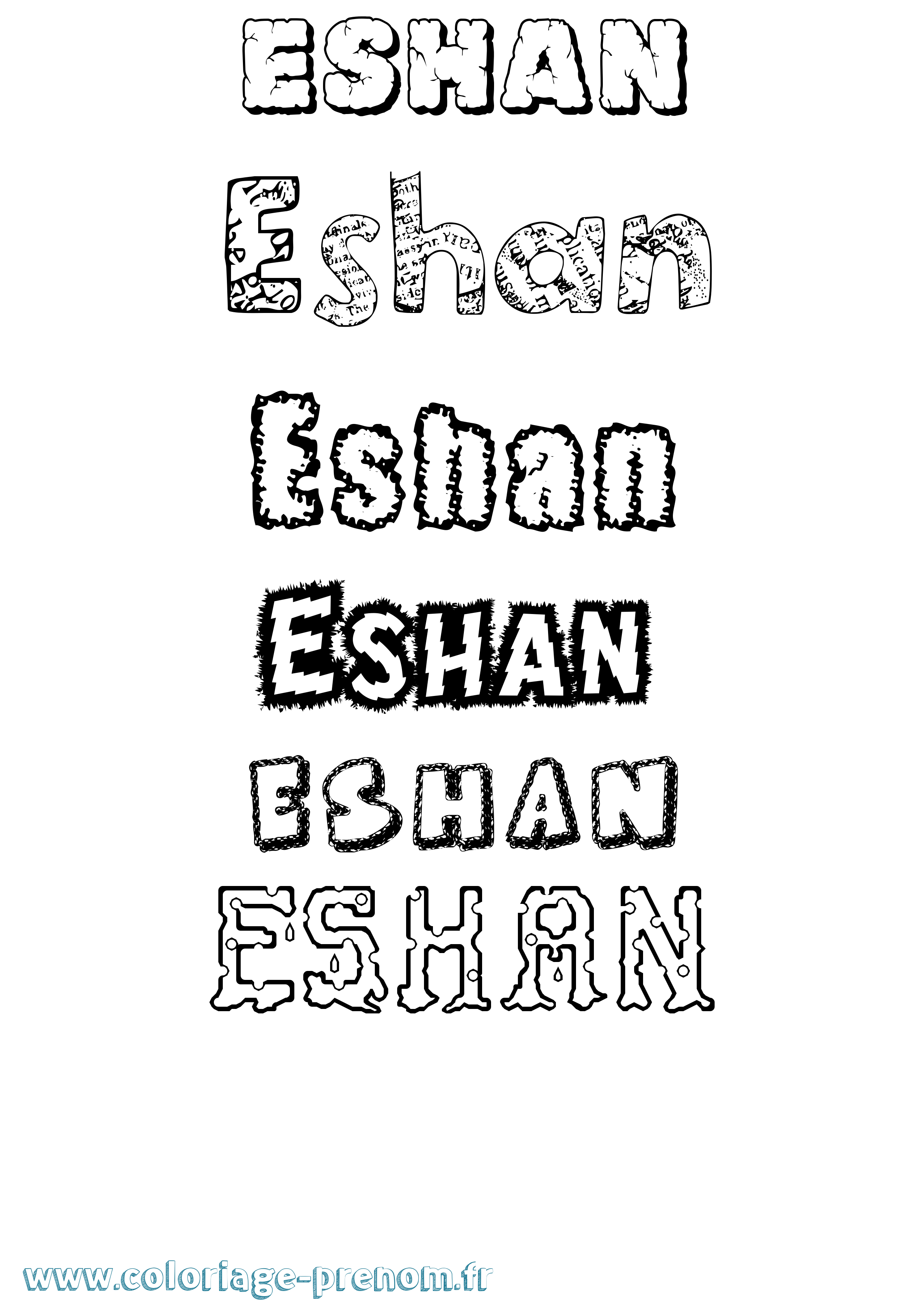 Coloriage Eshan Destructuré Coloriage prénom Eshan Destructuré