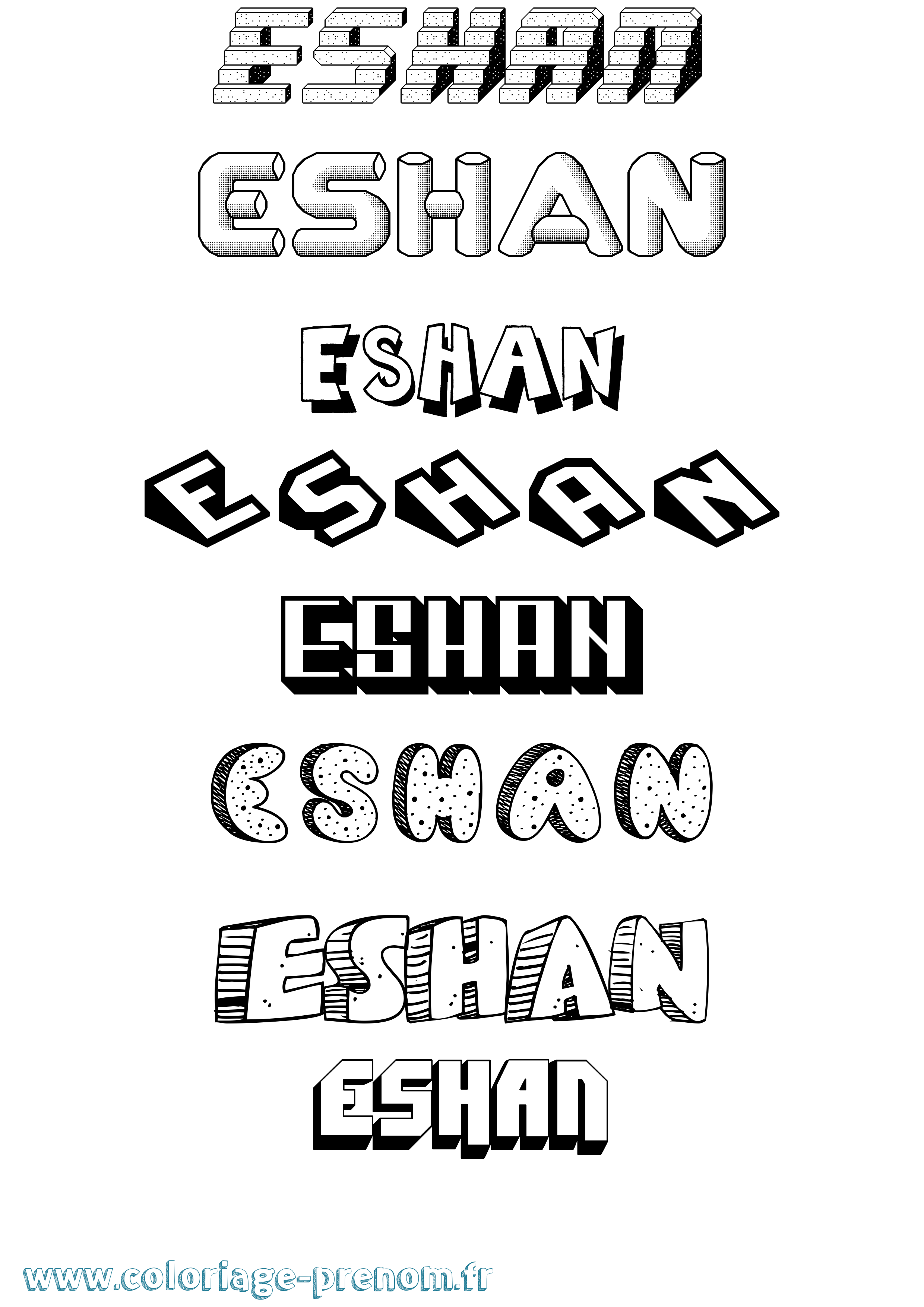 Coloriage Eshan Effet 3D Coloriage prénom Eshan Effet 3D