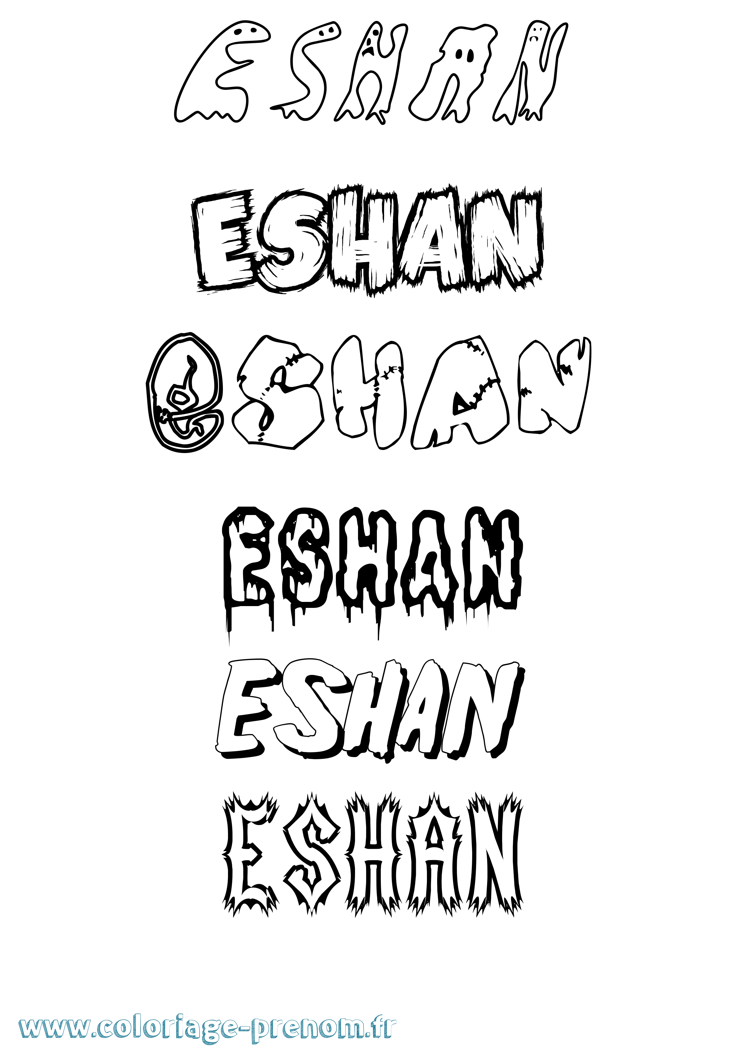 Coloriage Eshan Frisson Coloriage prénom Eshan Frisson