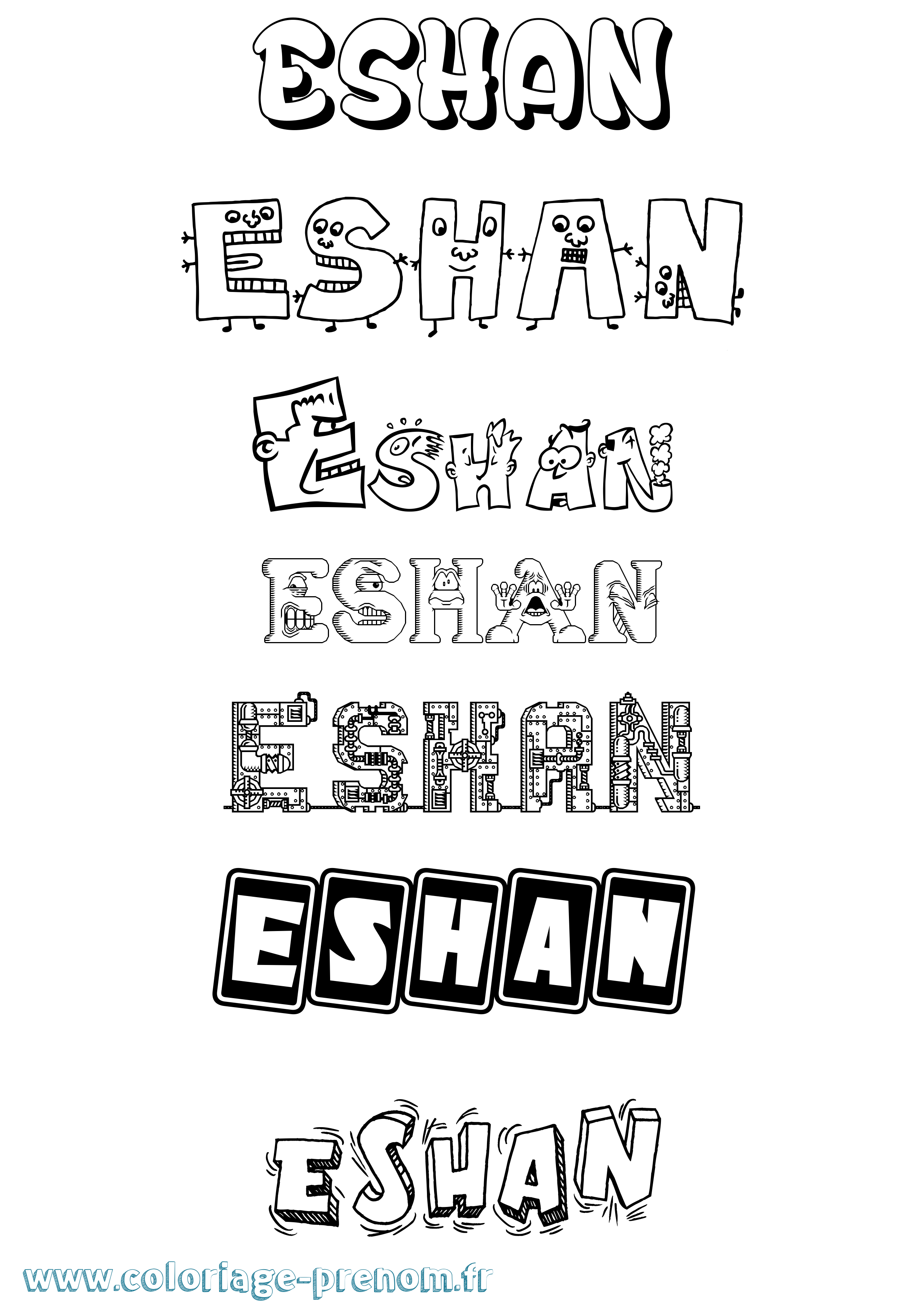 Coloriage Eshan Fun Coloriage prénom Eshan Fun