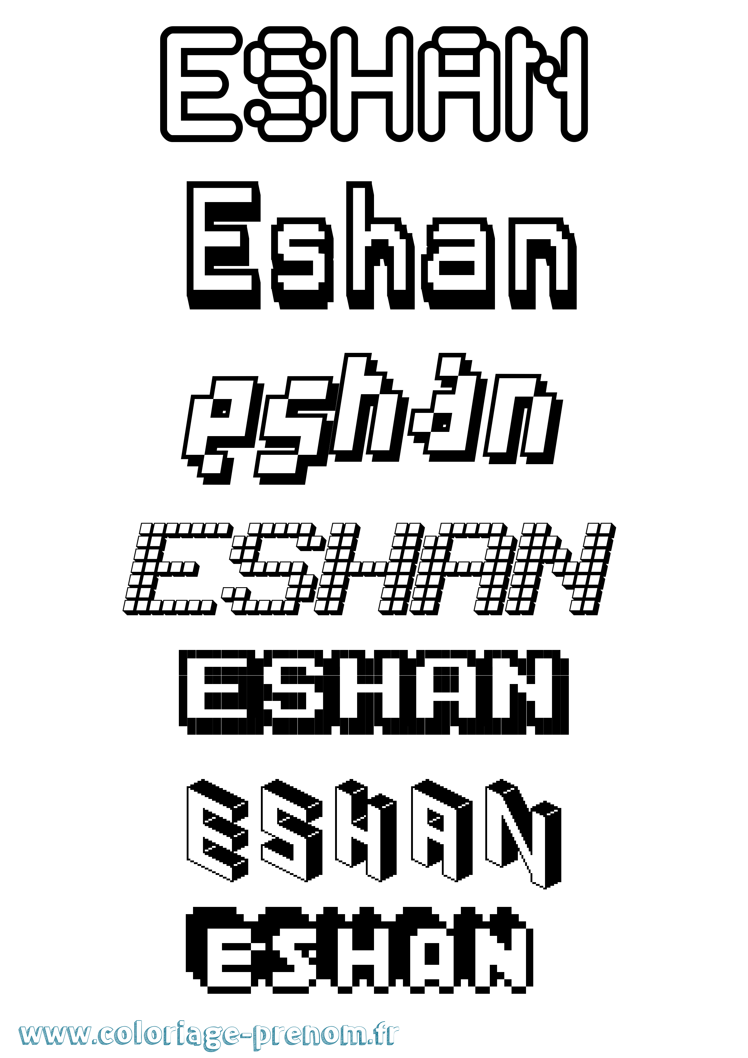 Coloriage Eshan Pixel Coloriage prénom Eshan Pixel