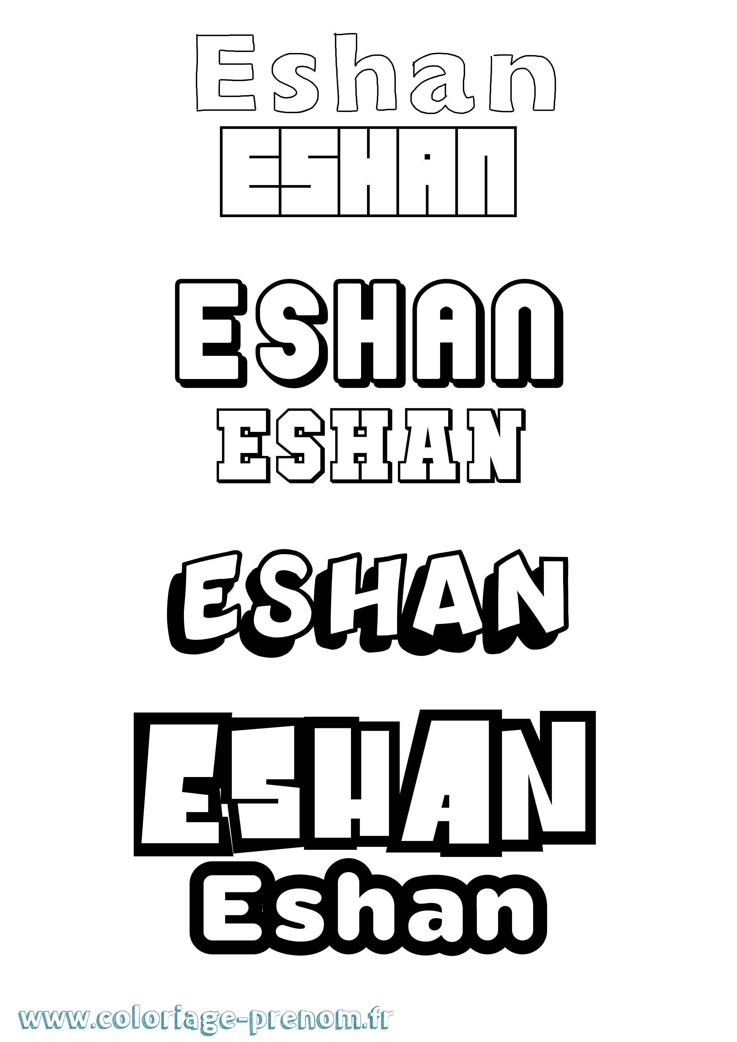 Coloriage Eshan Simple Coloriage prénom Eshan Simple