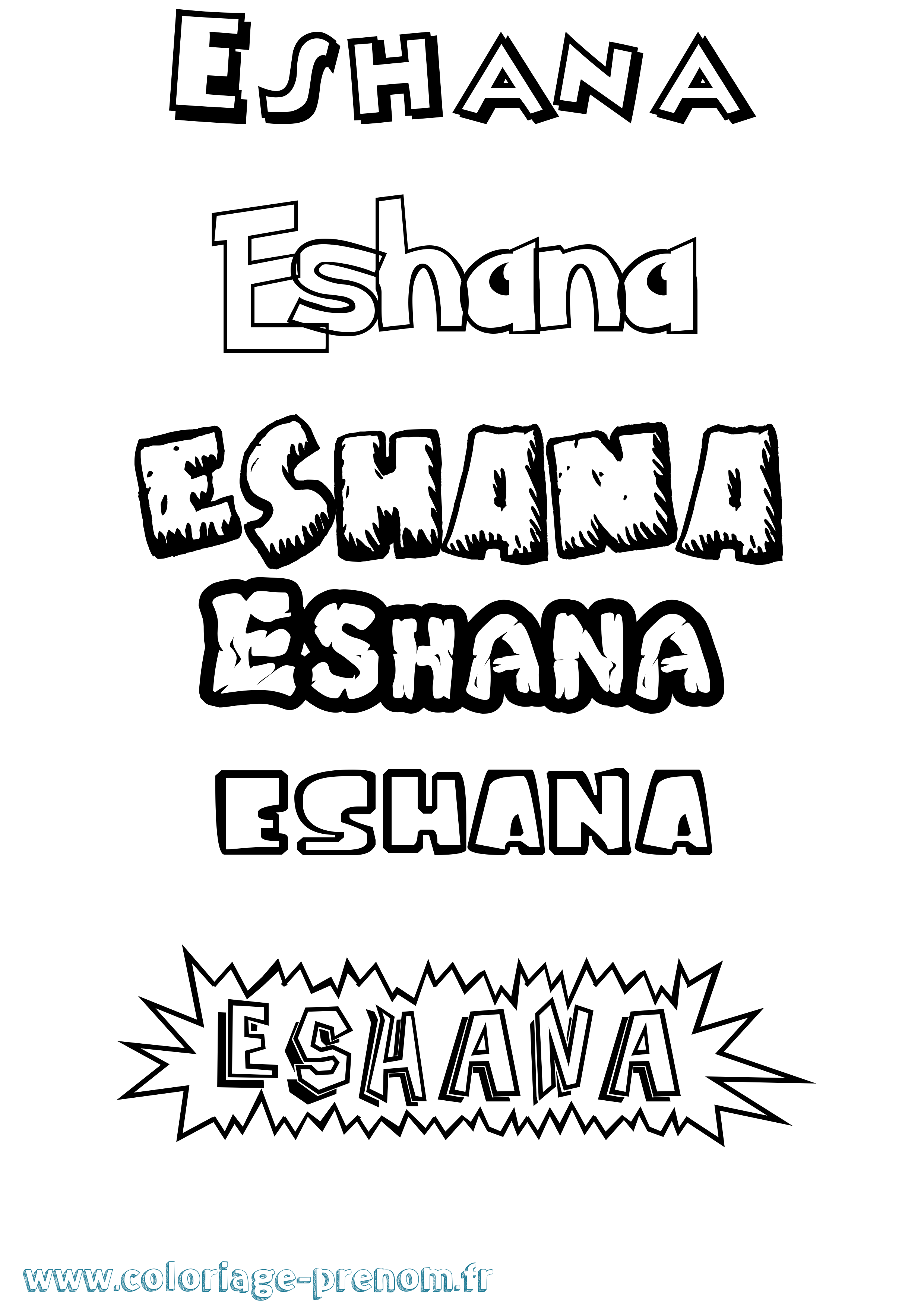 Coloriage Eshana Dessin Animé Coloriage prénom Eshana Dessin Animé