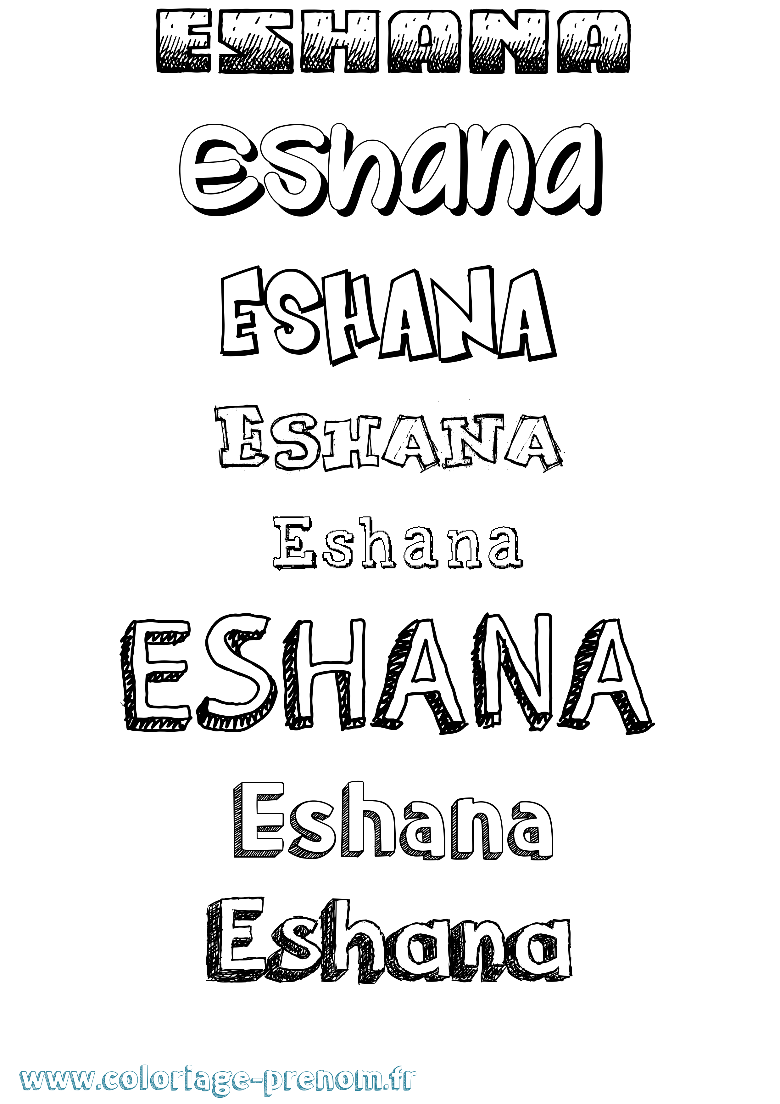 Coloriage Eshana Dessiné Coloriage prénom Eshana Dessiné
