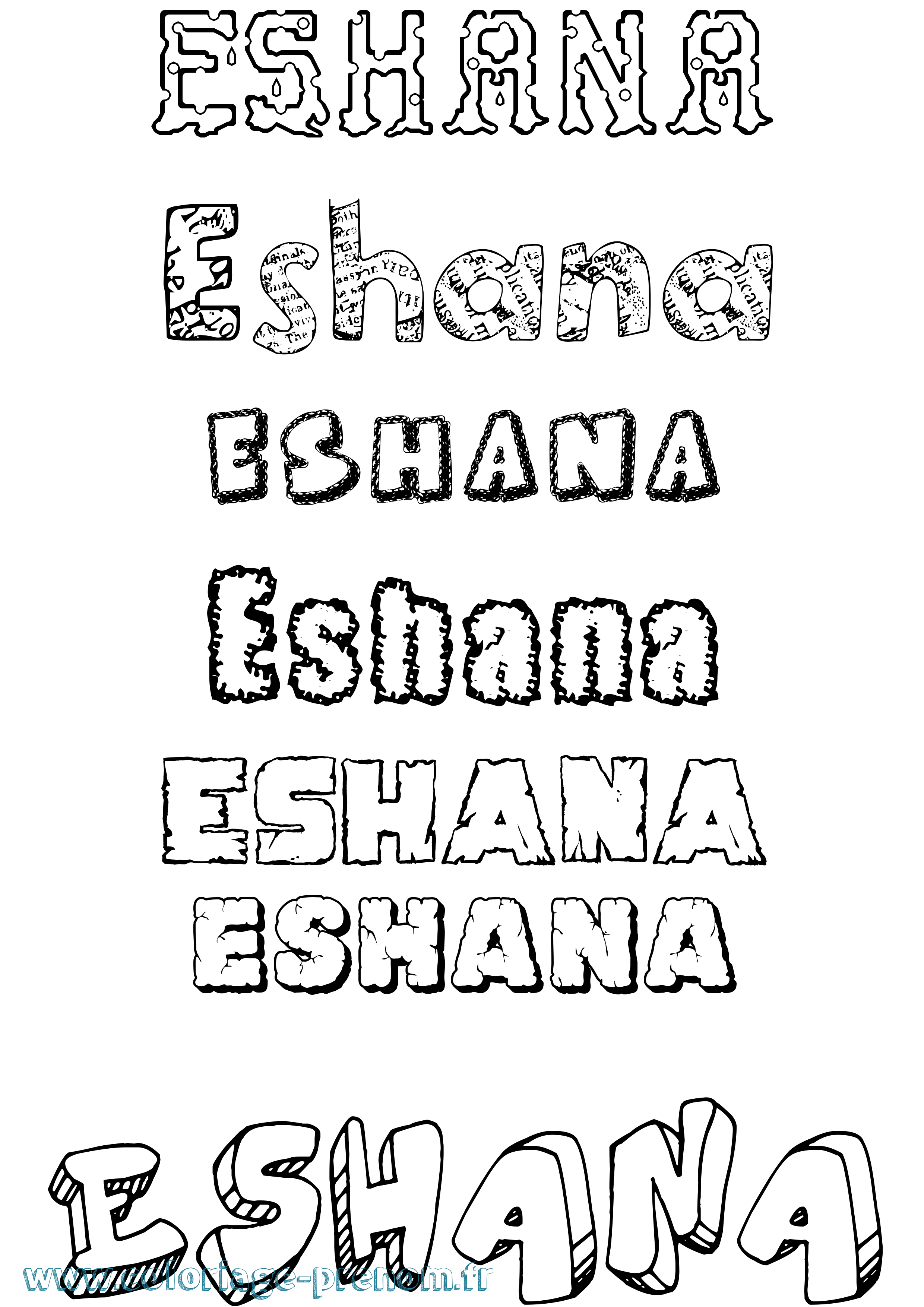 Coloriage Eshana Destructuré Coloriage prénom Eshana Destructuré