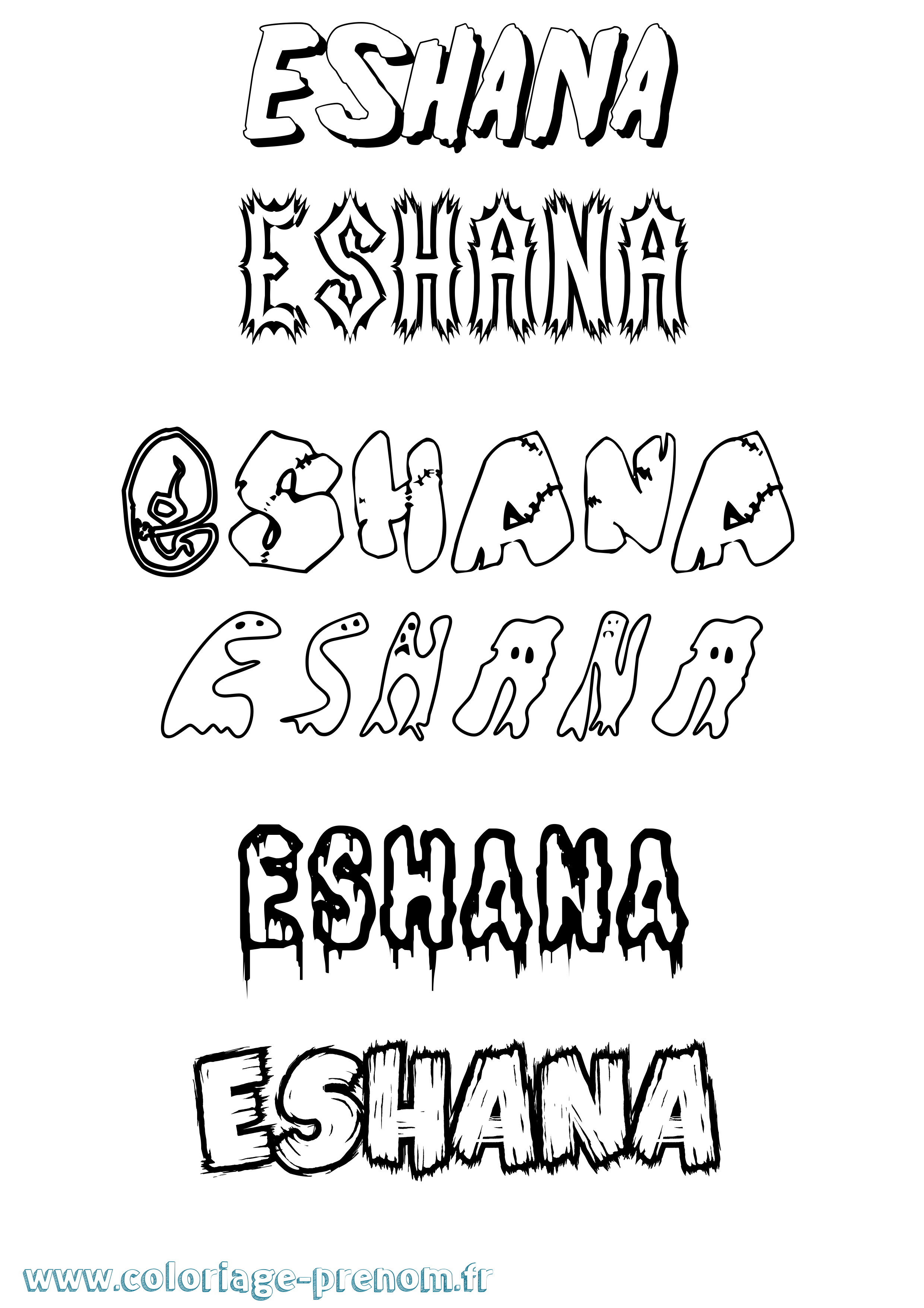 Coloriage Eshana Frisson Coloriage prénom Eshana Frisson