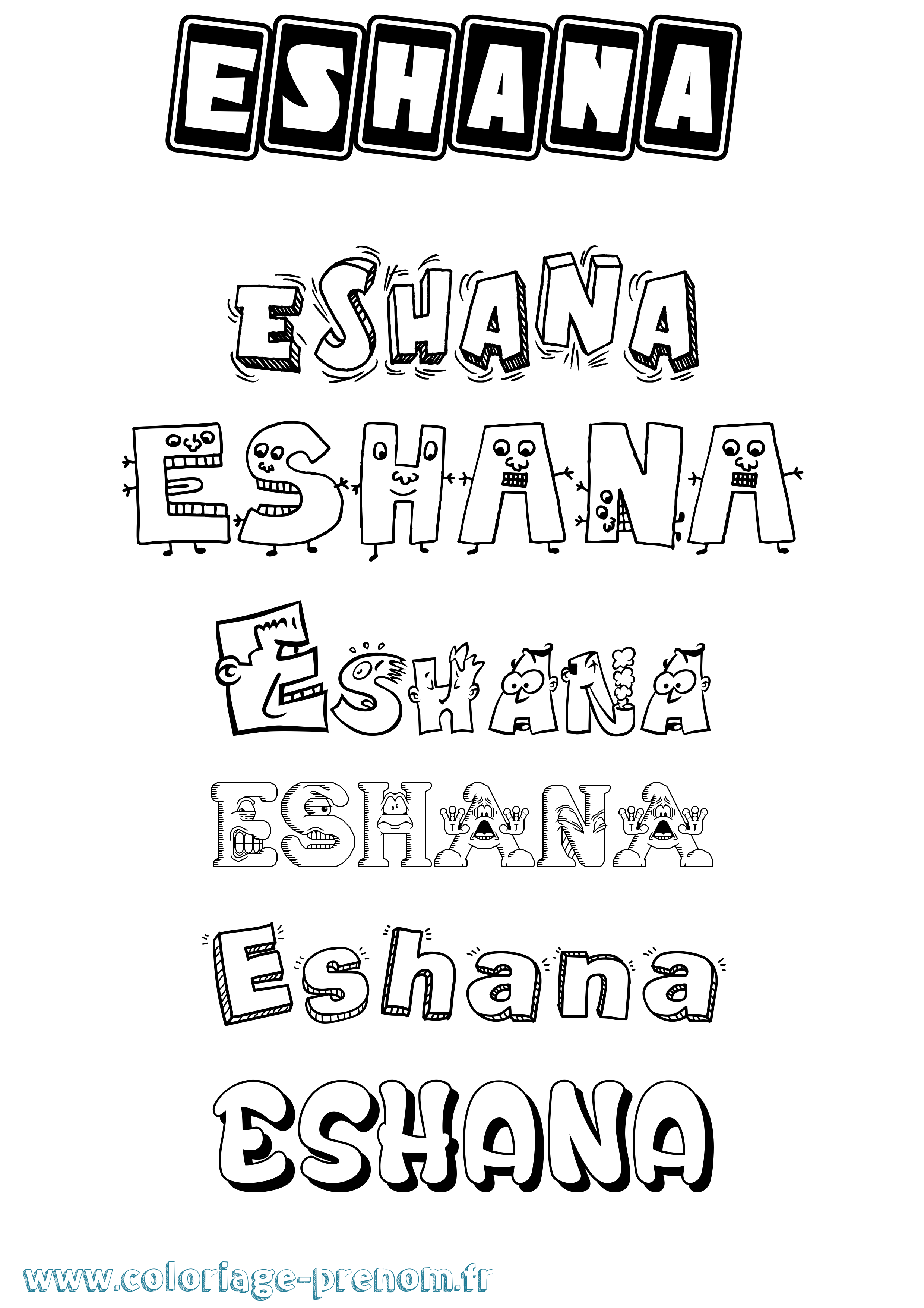Coloriage Eshana Fun Coloriage prénom Eshana Fun