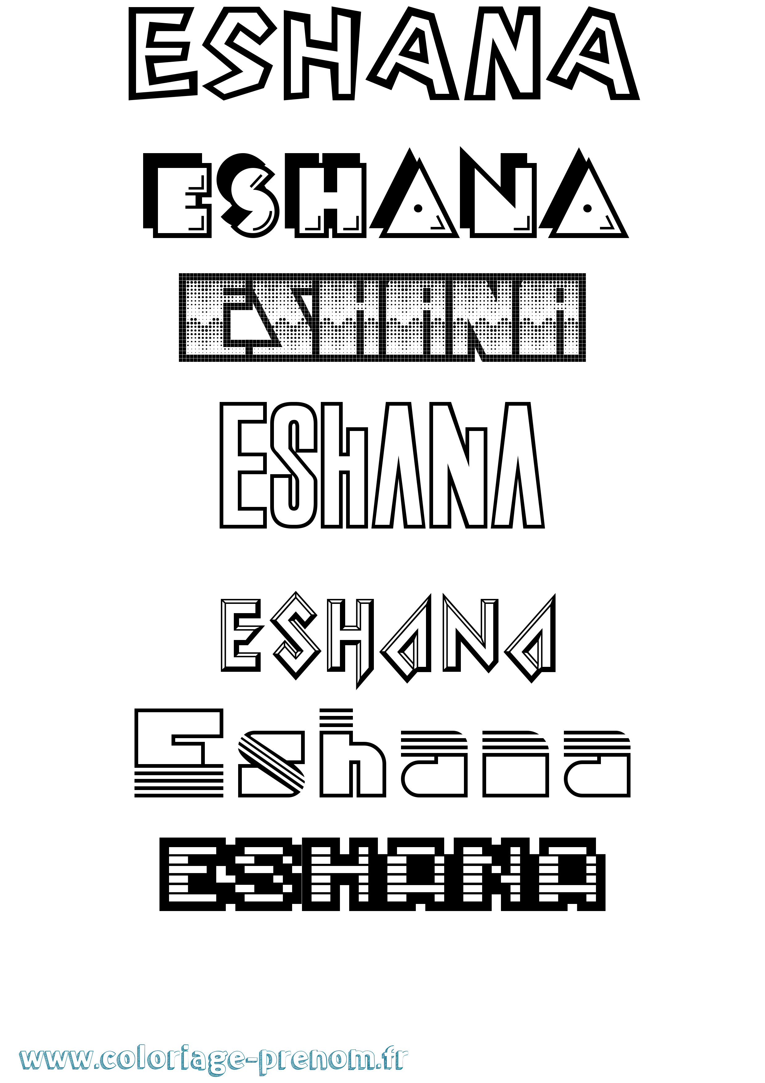 Coloriage Eshana Jeux Vidéos Coloriage prénom Eshana Jeux Vidéos