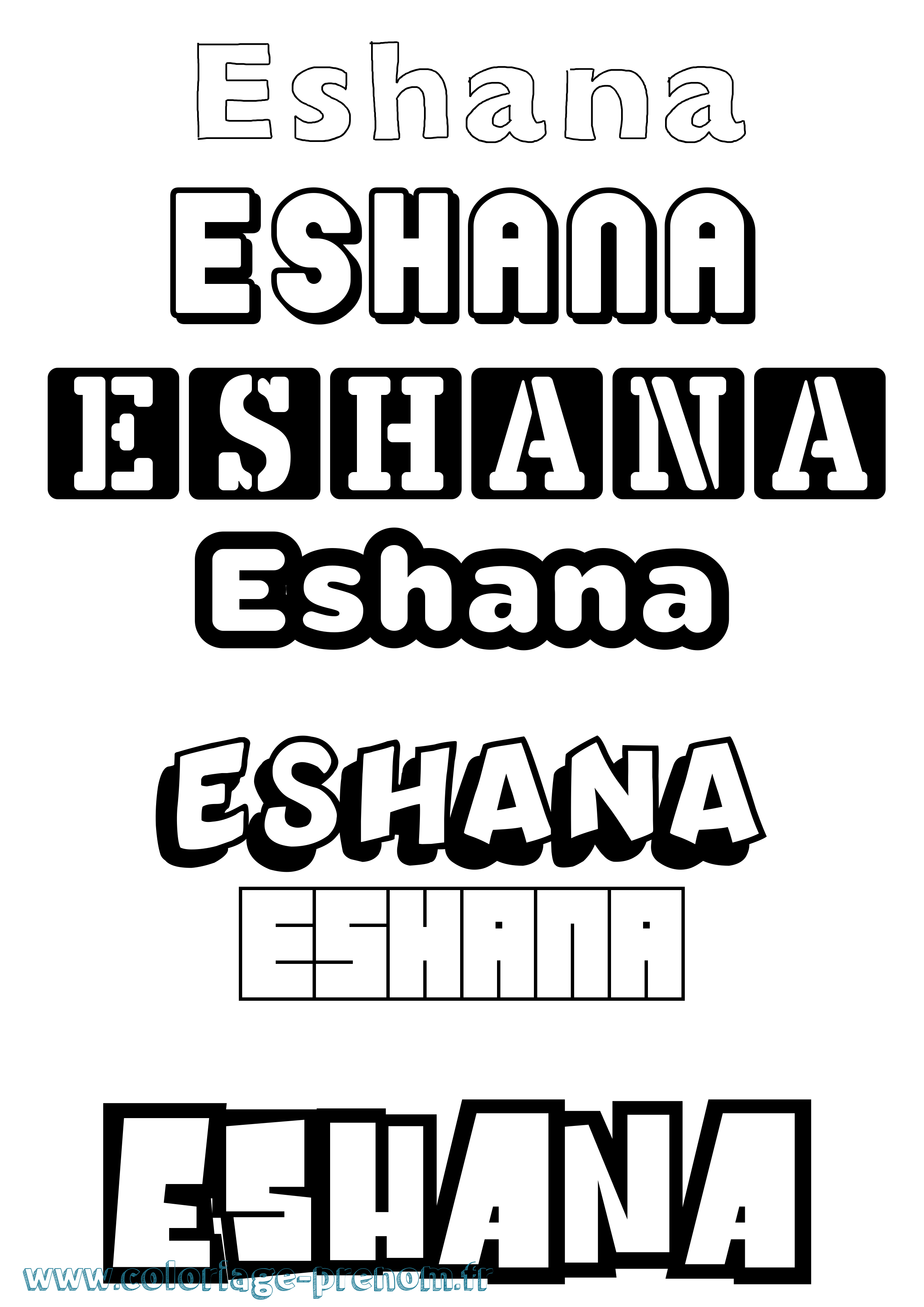 Coloriage Eshana Simple Coloriage prénom Eshana Simple