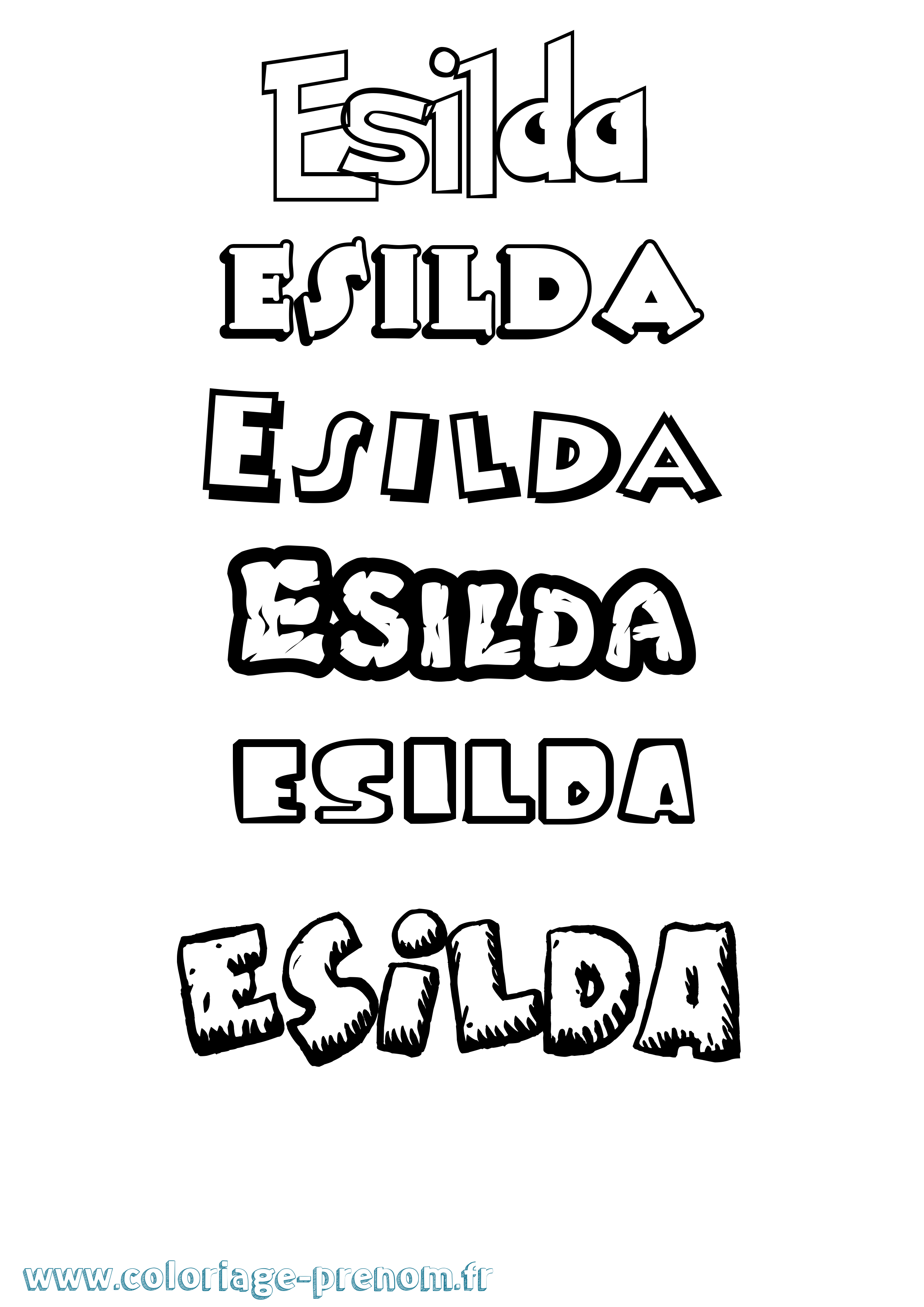Coloriage Esilda Dessin Animé Coloriage prénom Esilda Dessin Animé