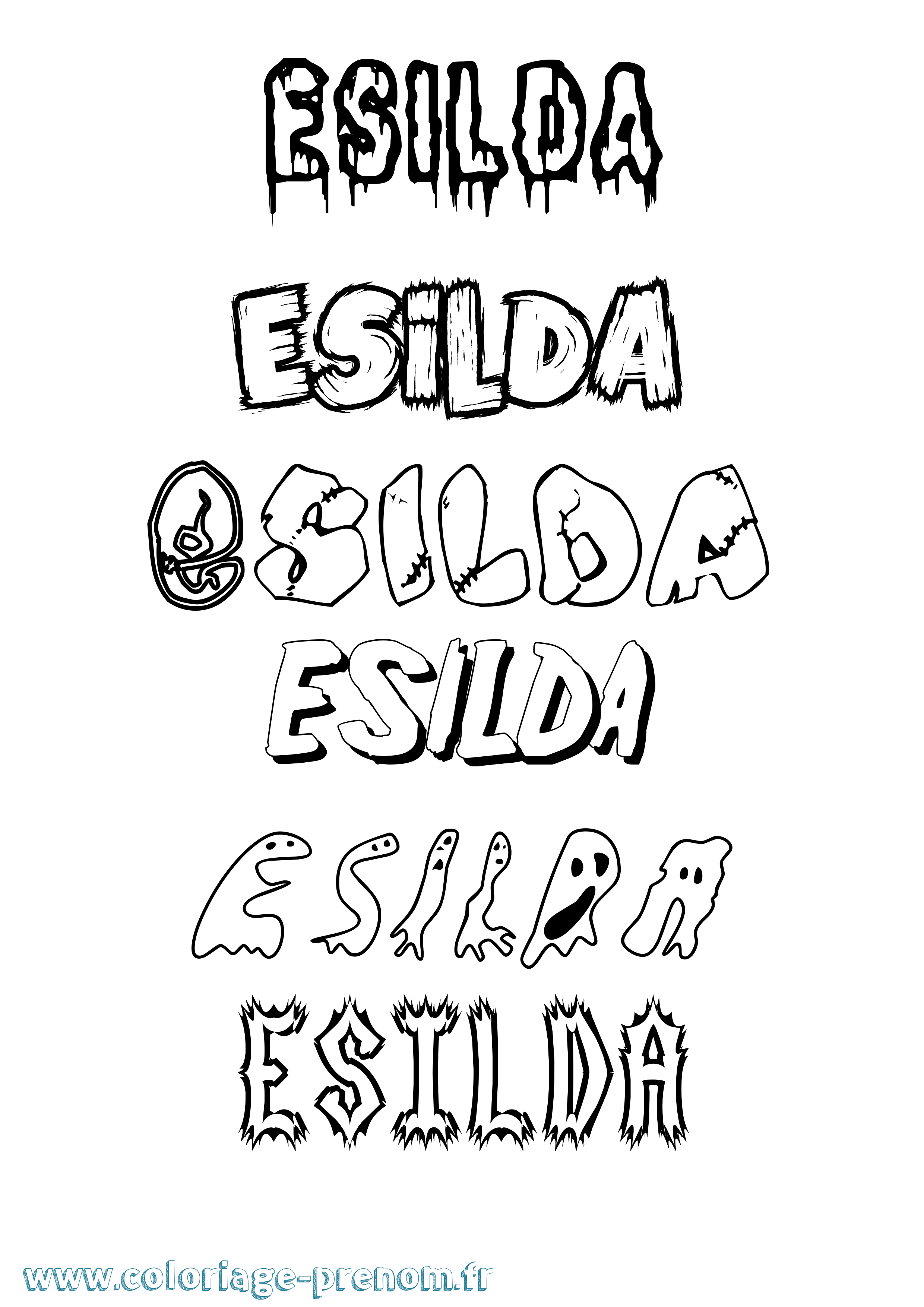 Coloriage Esilda Frisson Coloriage prénom Esilda Frisson