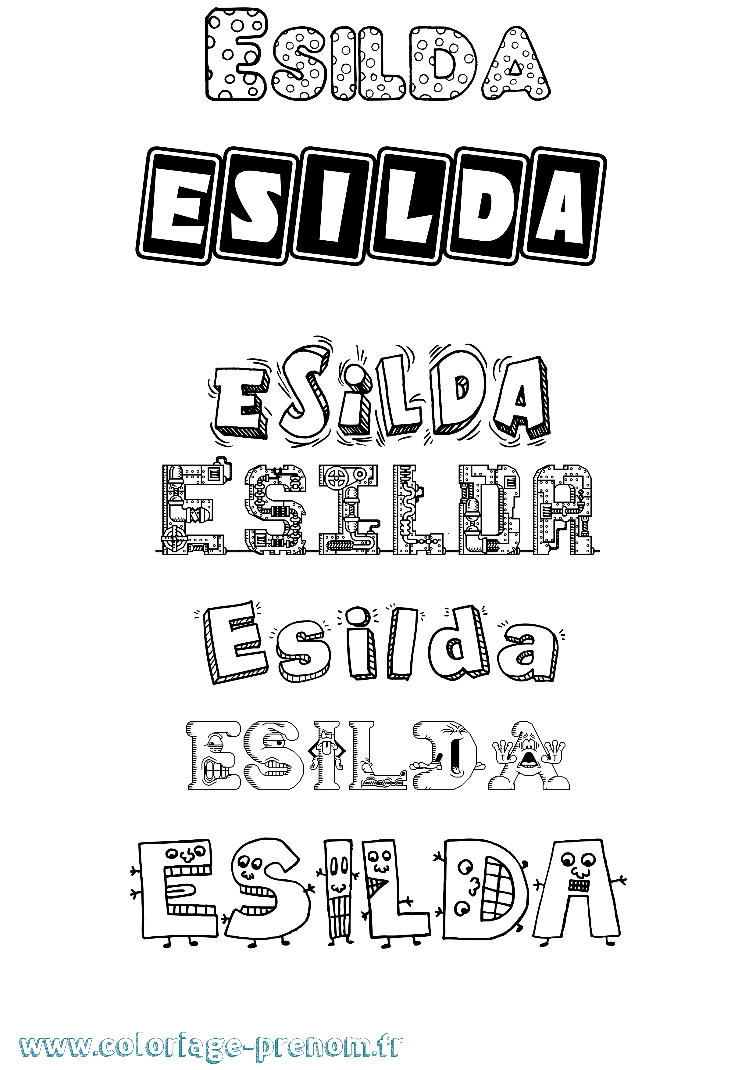 Coloriage Esilda Fun Coloriage prénom Esilda Fun