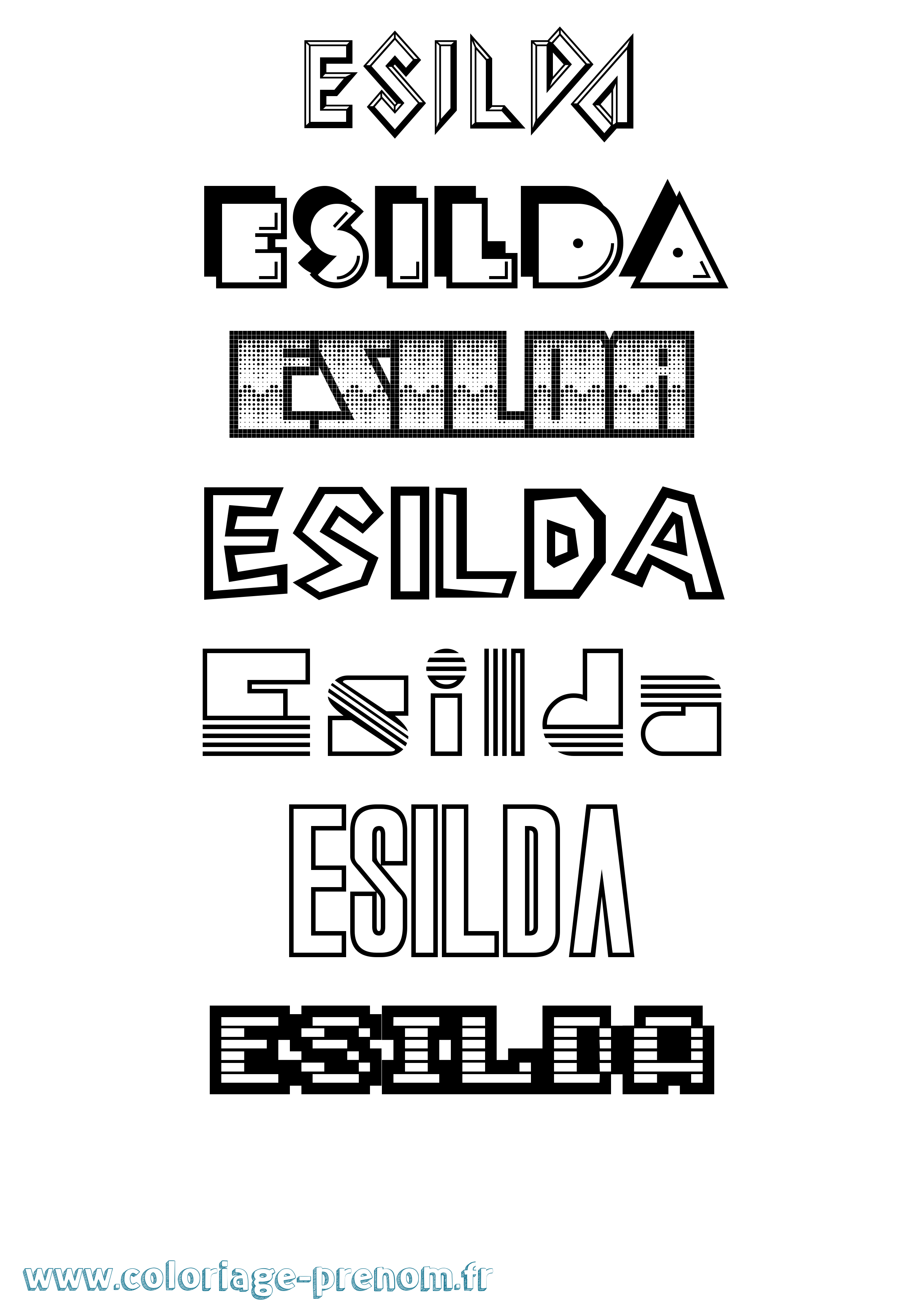 Coloriage Esilda Jeux Vidéos Coloriage prénom Esilda Jeux Vidéos