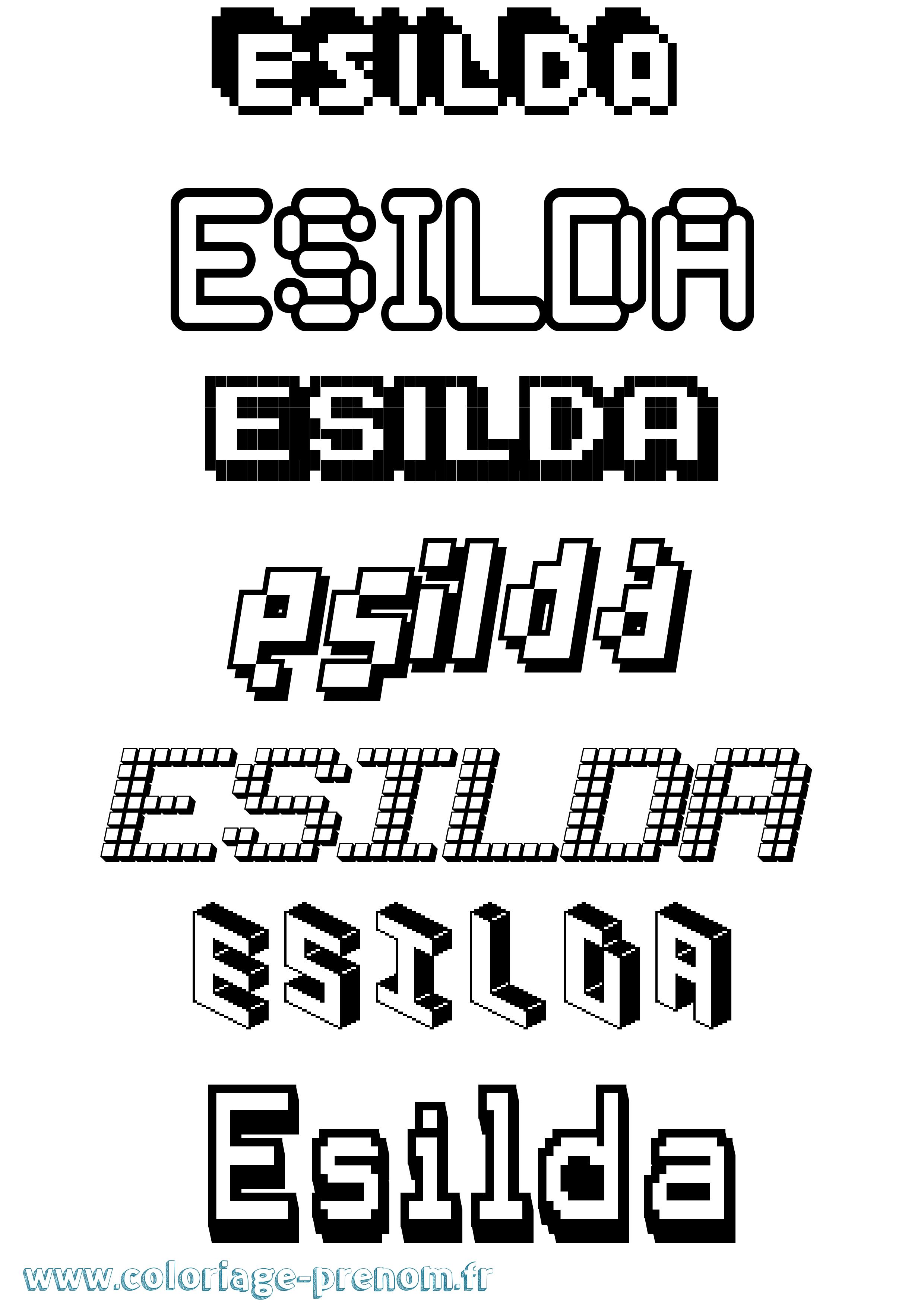 Coloriage Esilda Pixel Coloriage prénom Esilda Pixel