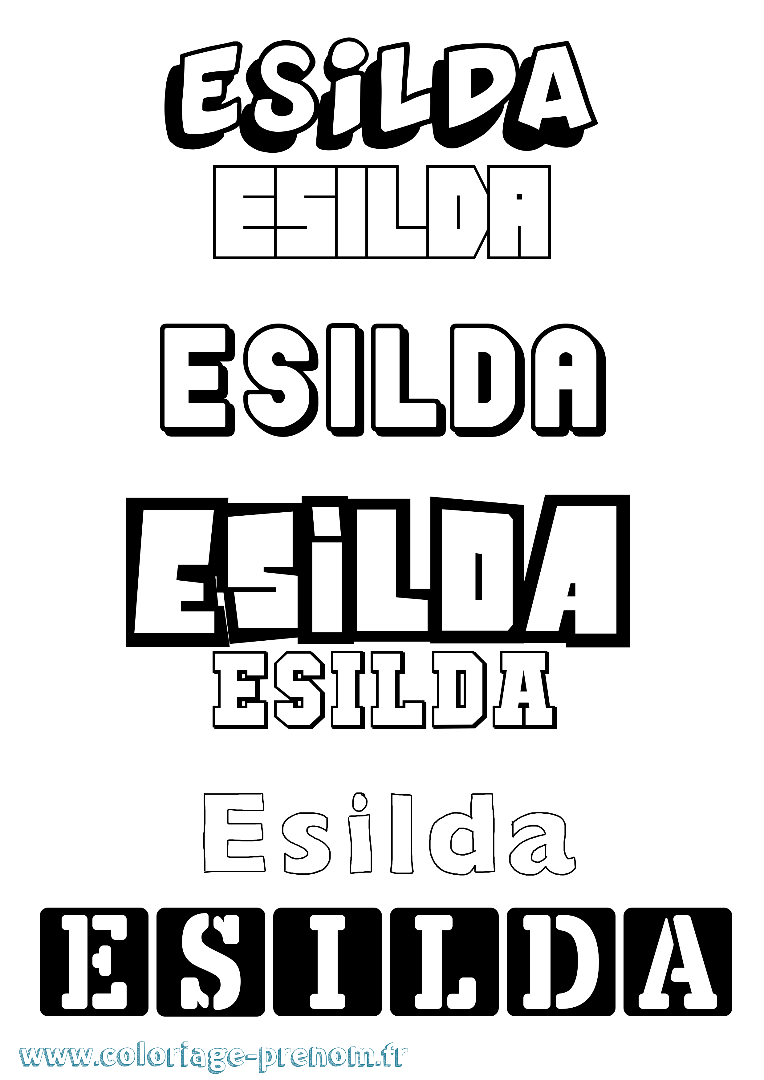Coloriage Esilda Simple Coloriage prénom Esilda Simple