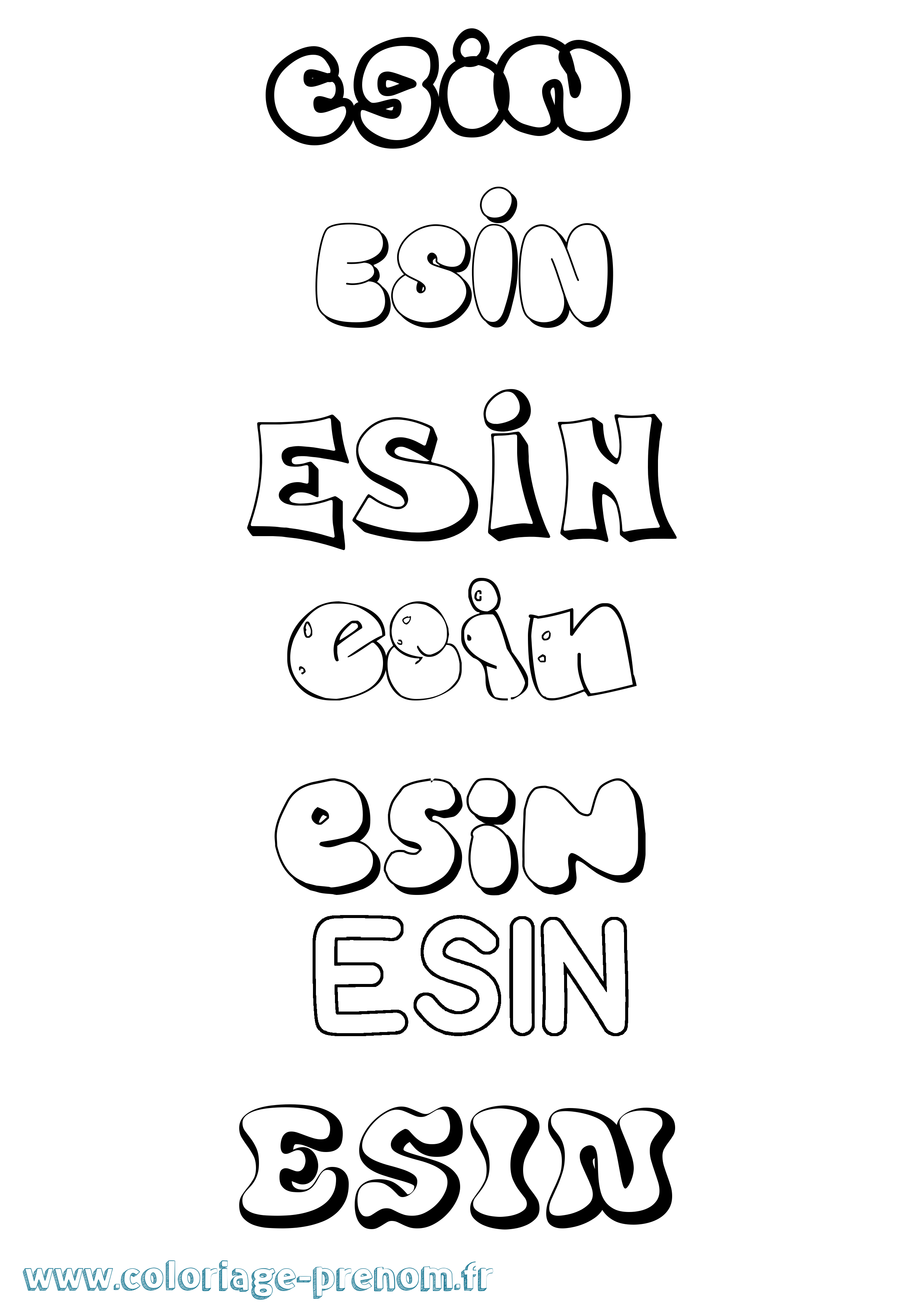 Coloriage Esin Bubble Coloriage prénom Esin Bubble
