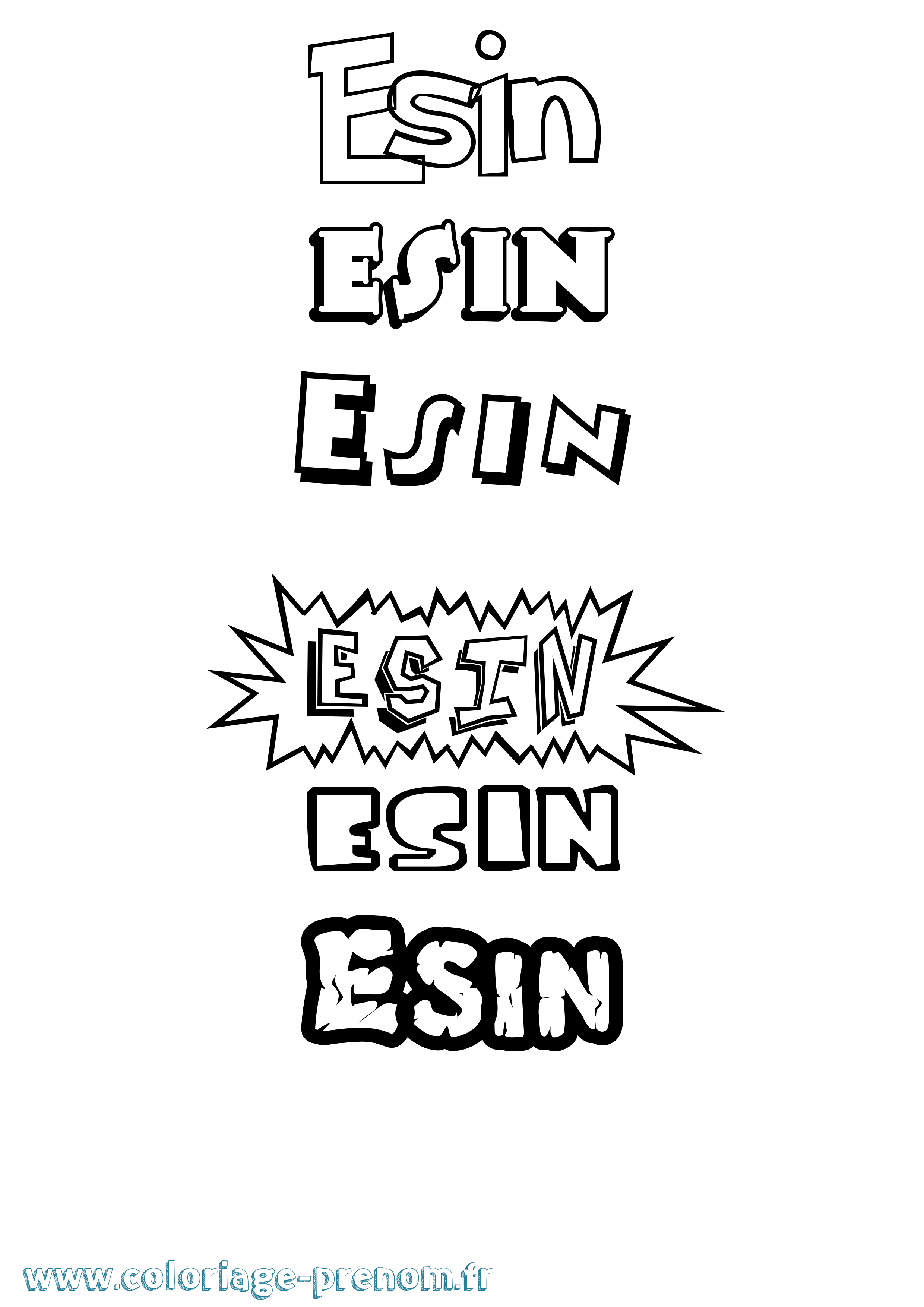 Coloriage Esin Dessin Animé Coloriage prénom Esin Dessin Animé