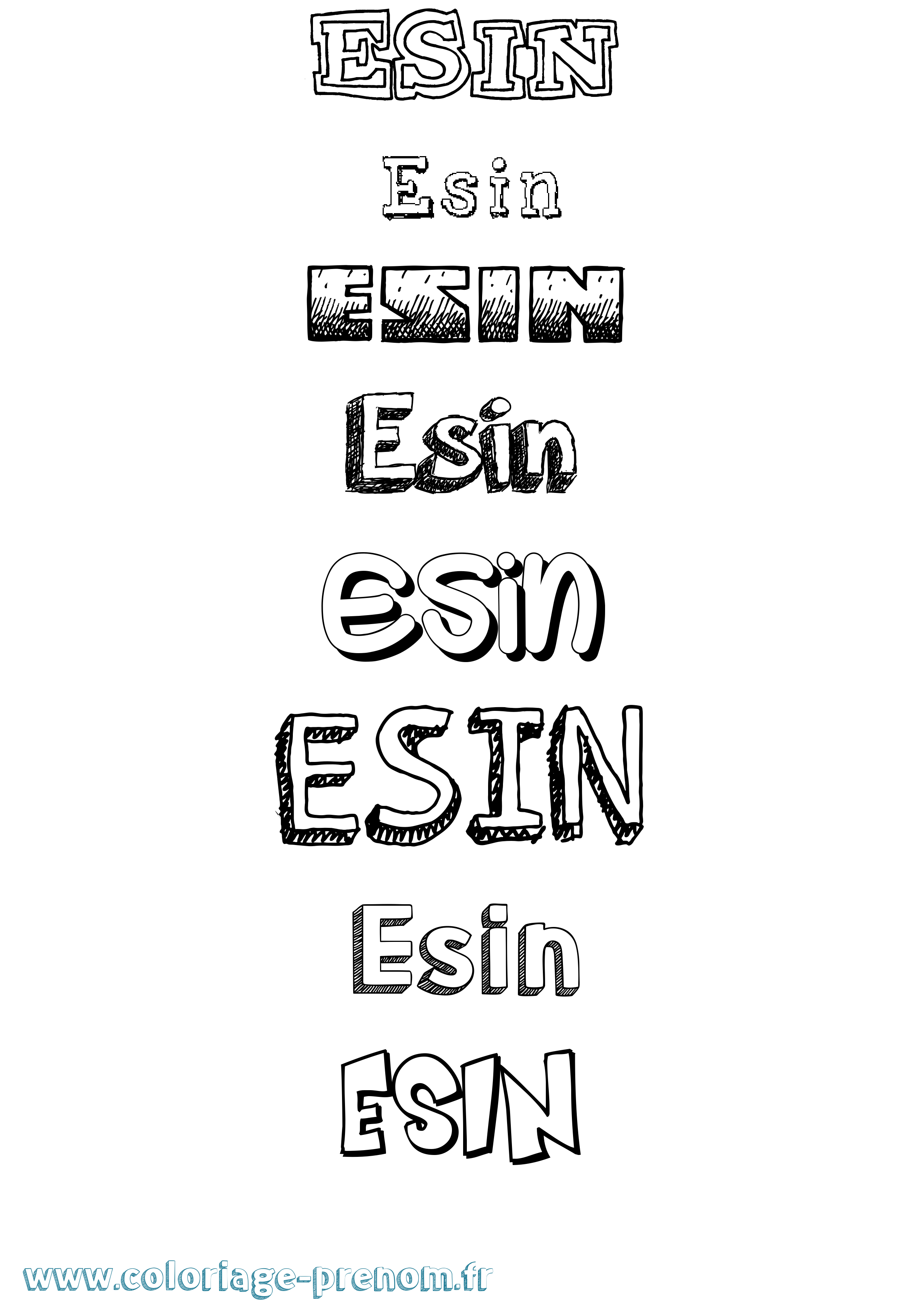 Coloriage Esin Dessiné Coloriage prénom Esin Dessiné