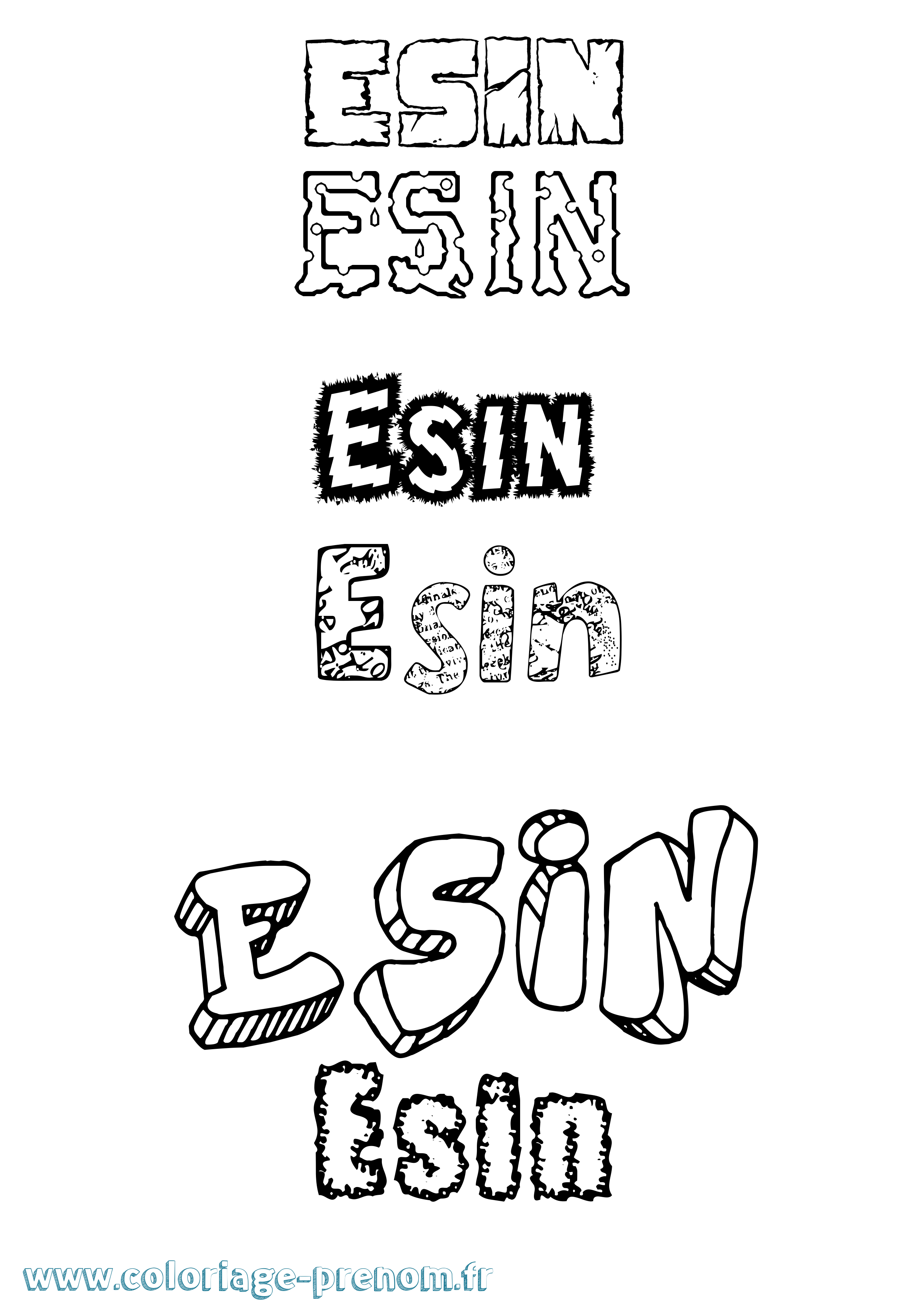 Coloriage Esin Destructuré Coloriage prénom Esin Destructuré