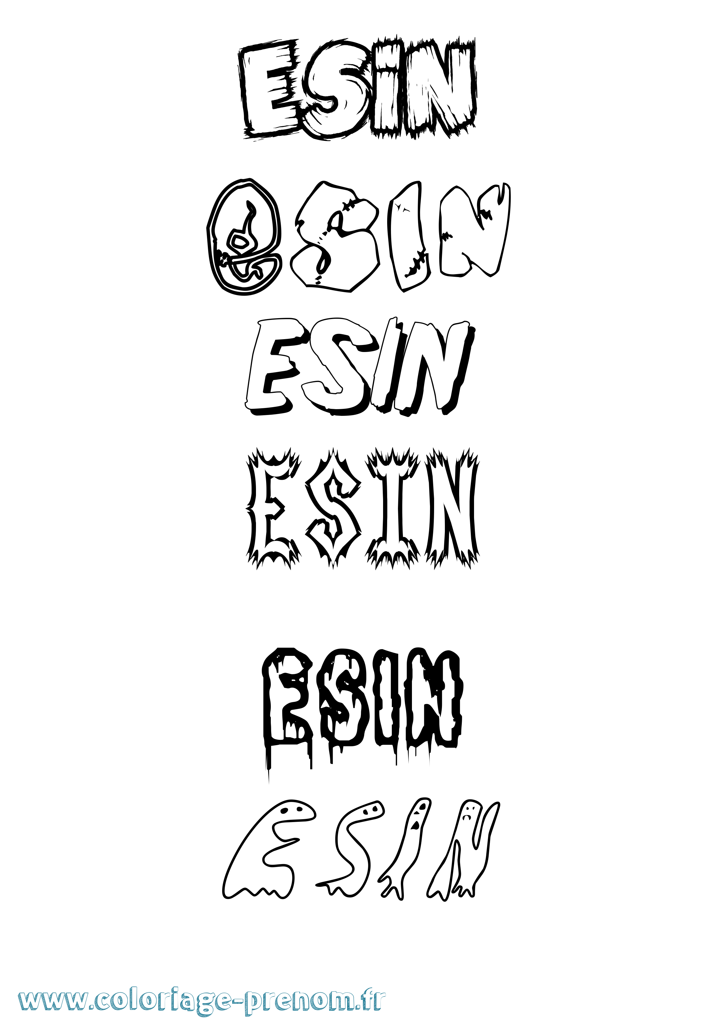 Coloriage Esin Frisson Coloriage prénom Esin Frisson