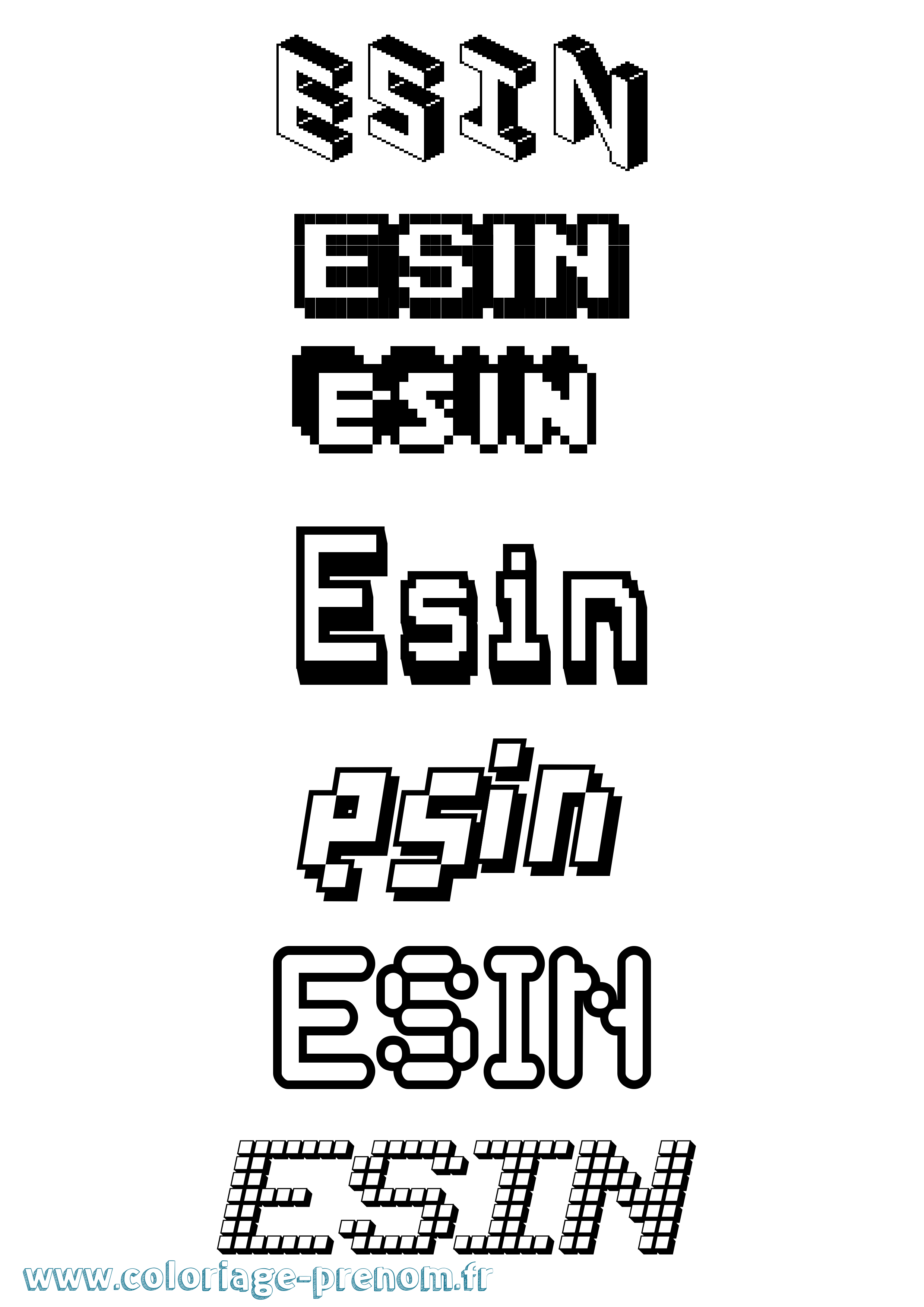 Coloriage Esin Pixel Coloriage prénom Esin Pixel
