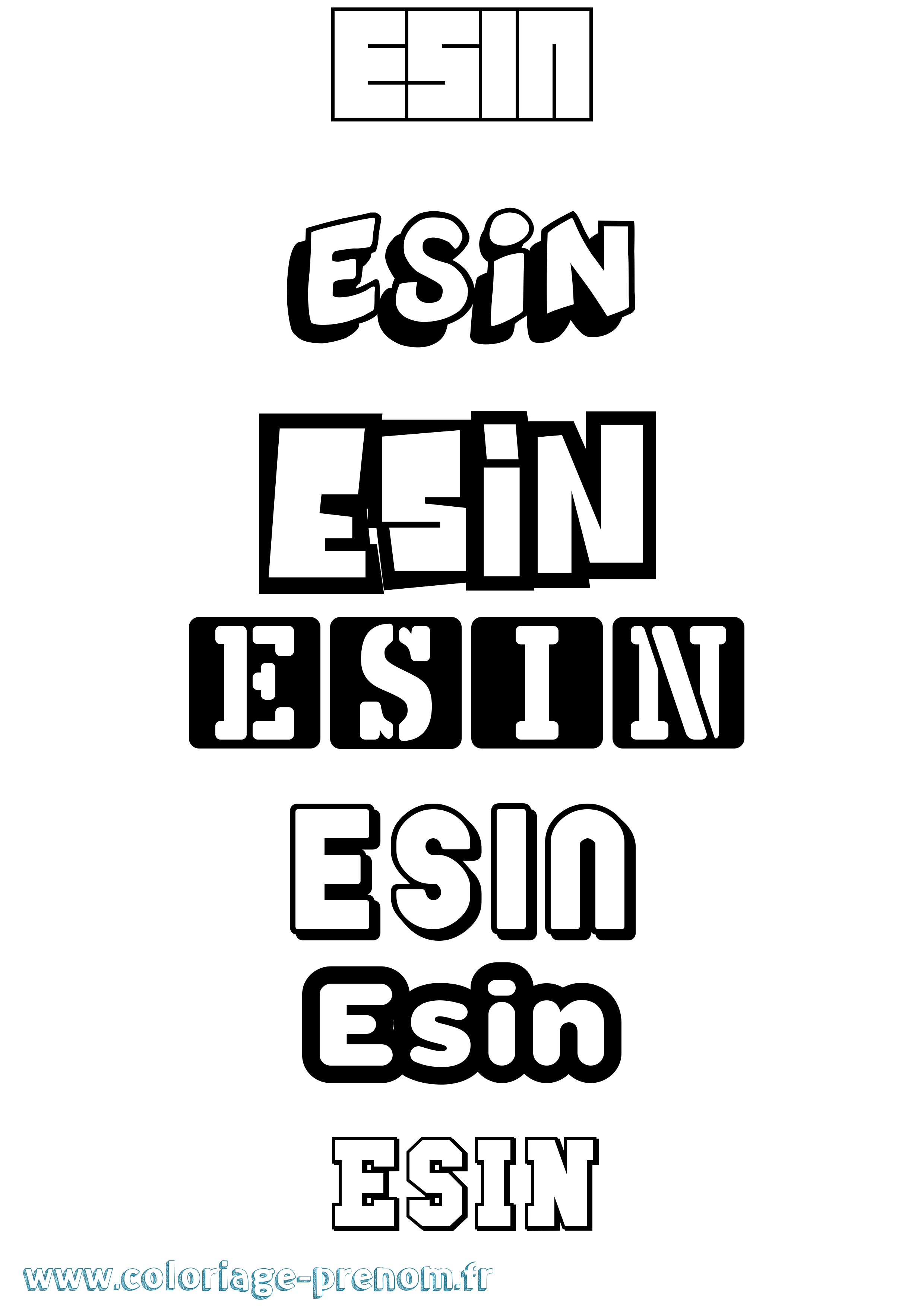 Coloriage Esin Simple Coloriage prénom Esin Simple