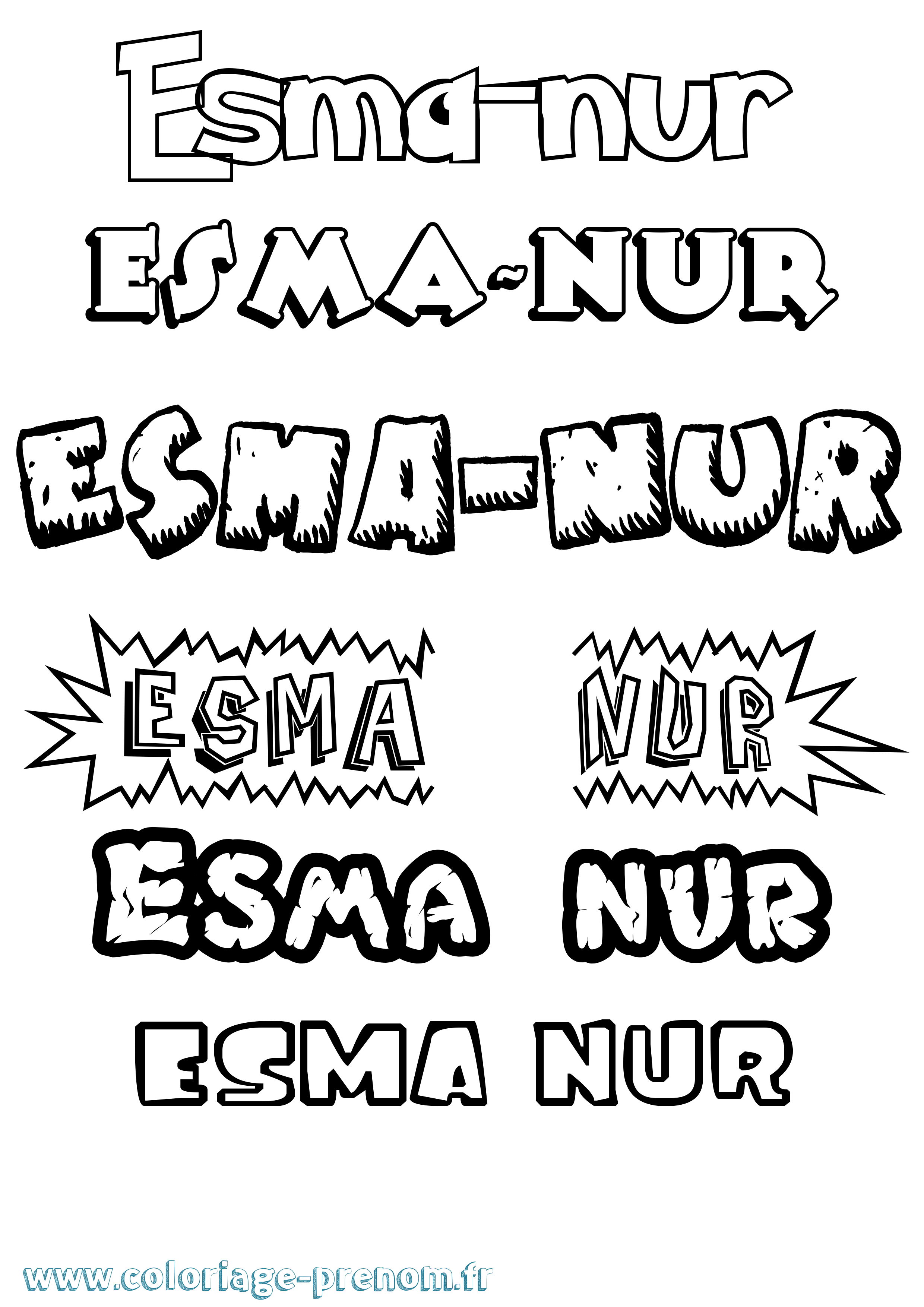 Coloriage Esma-Nur Dessin Animé Coloriage prénom Esma-Nur Dessin Animé