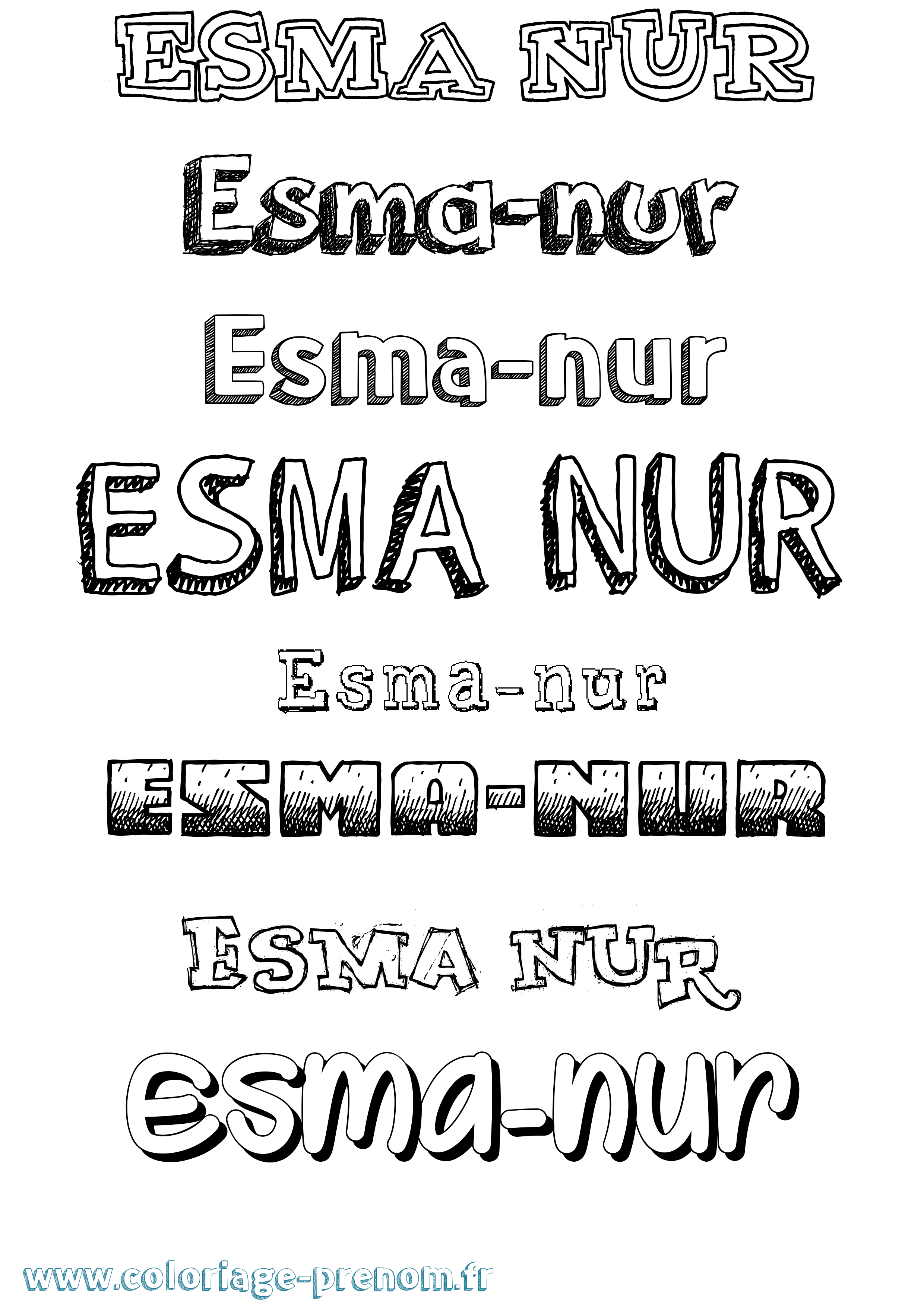 Coloriage Esma-Nur Dessiné Coloriage prénom Esma-Nur Dessiné